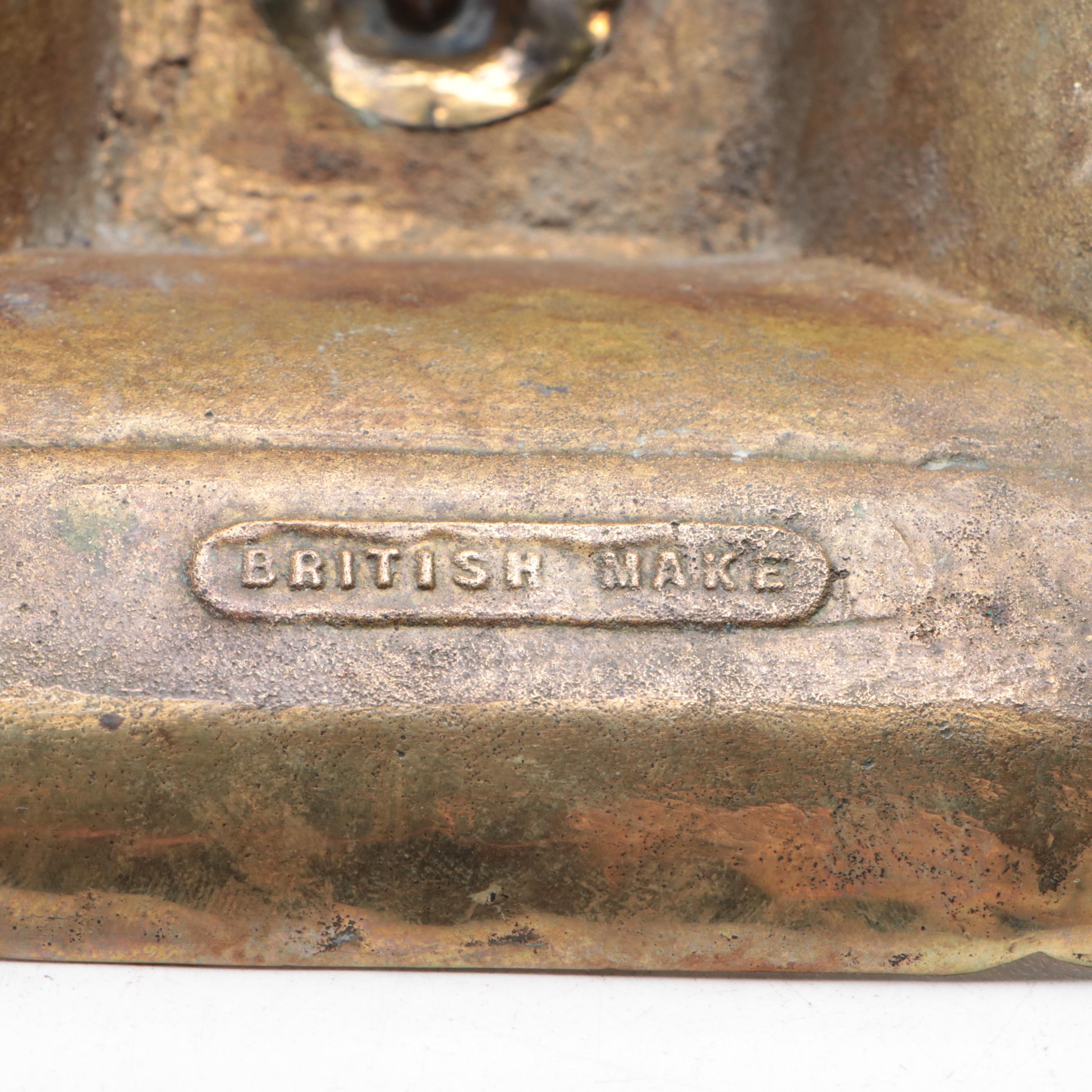 British Embossed Brass Inkwell