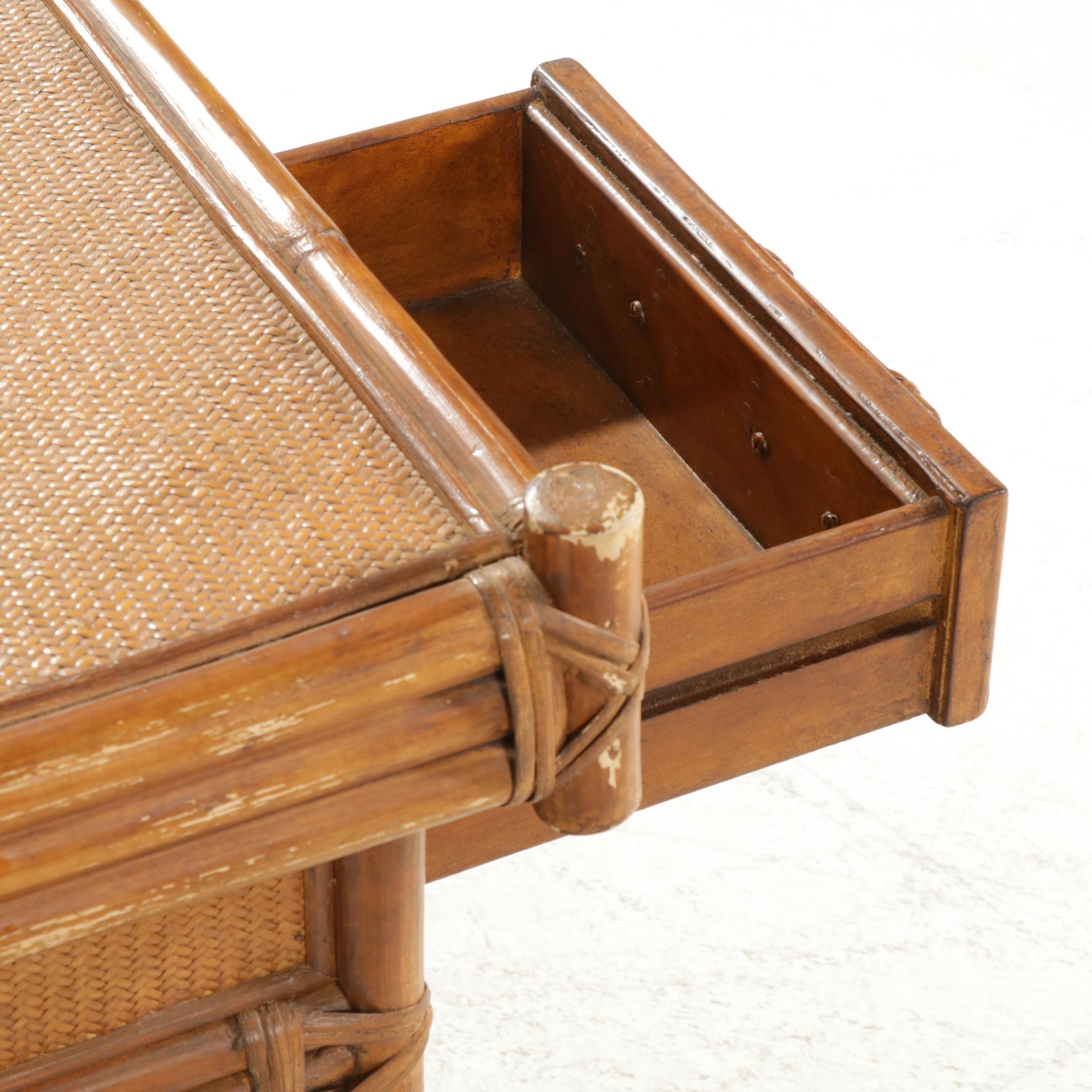 Rattan Rolling Bar Cart, Late 20th Century