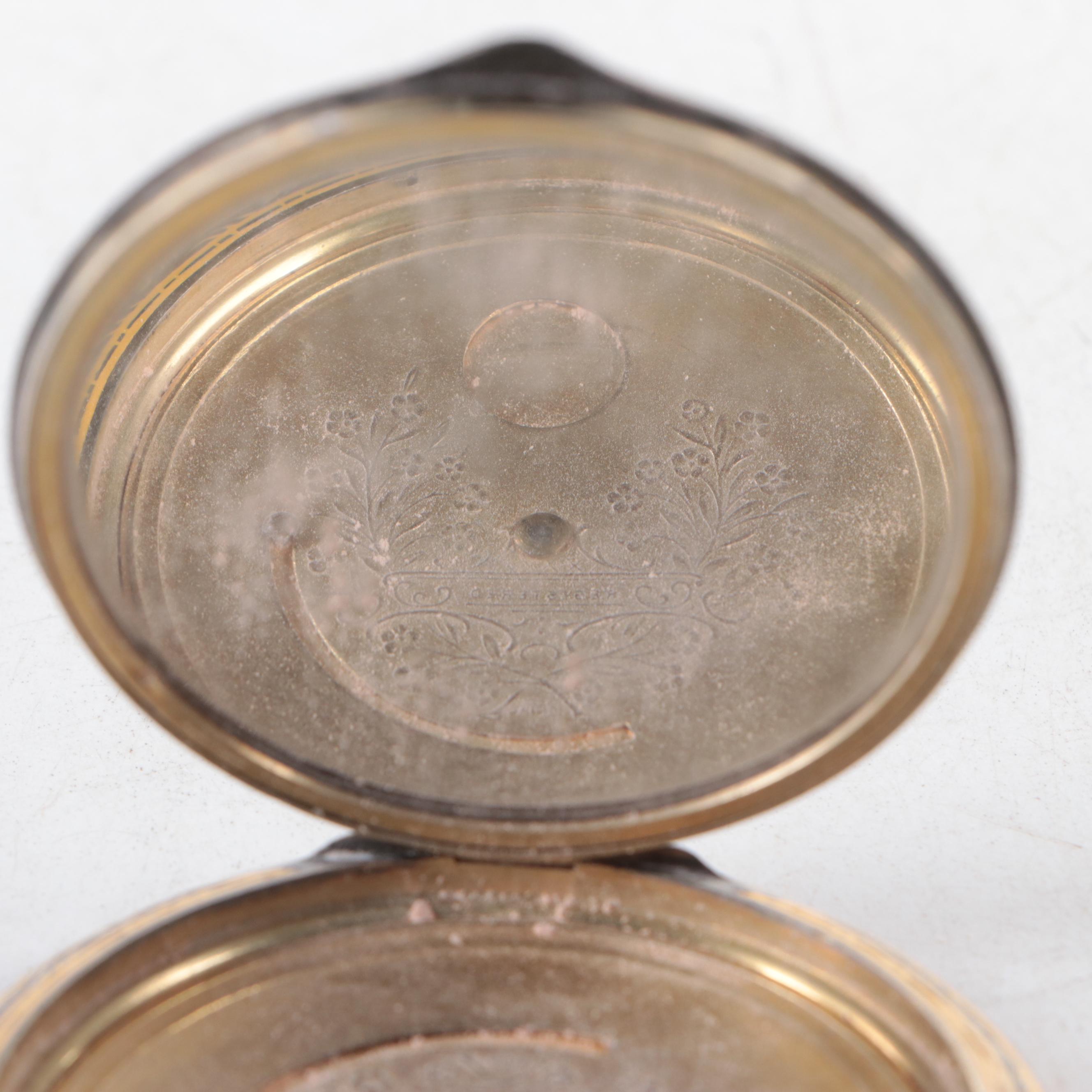 Rococo Style Enameled Metal Compact Mirror