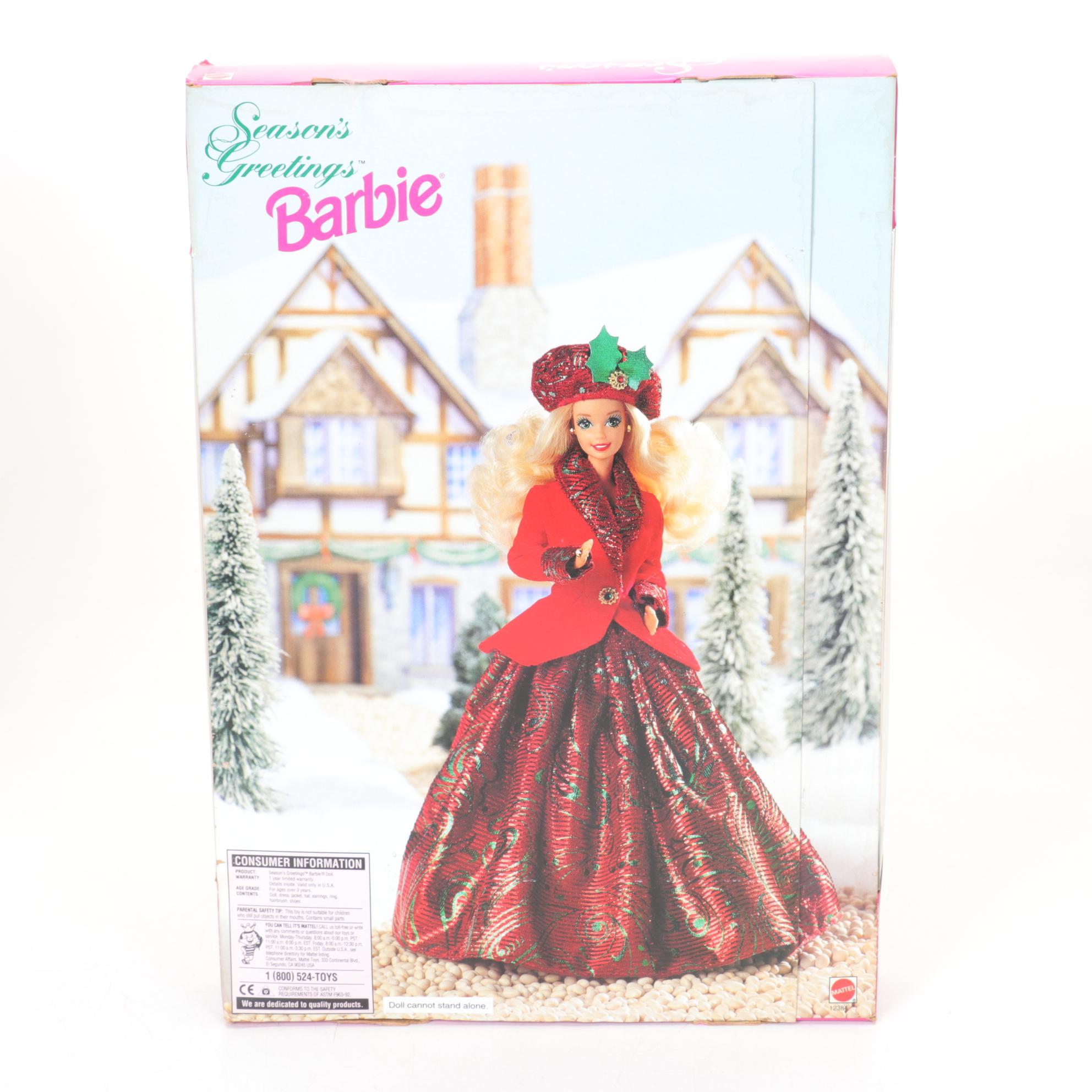 Barbie Dolls with "Victorian Lady" and "Season's Greetings", Late 20th Century