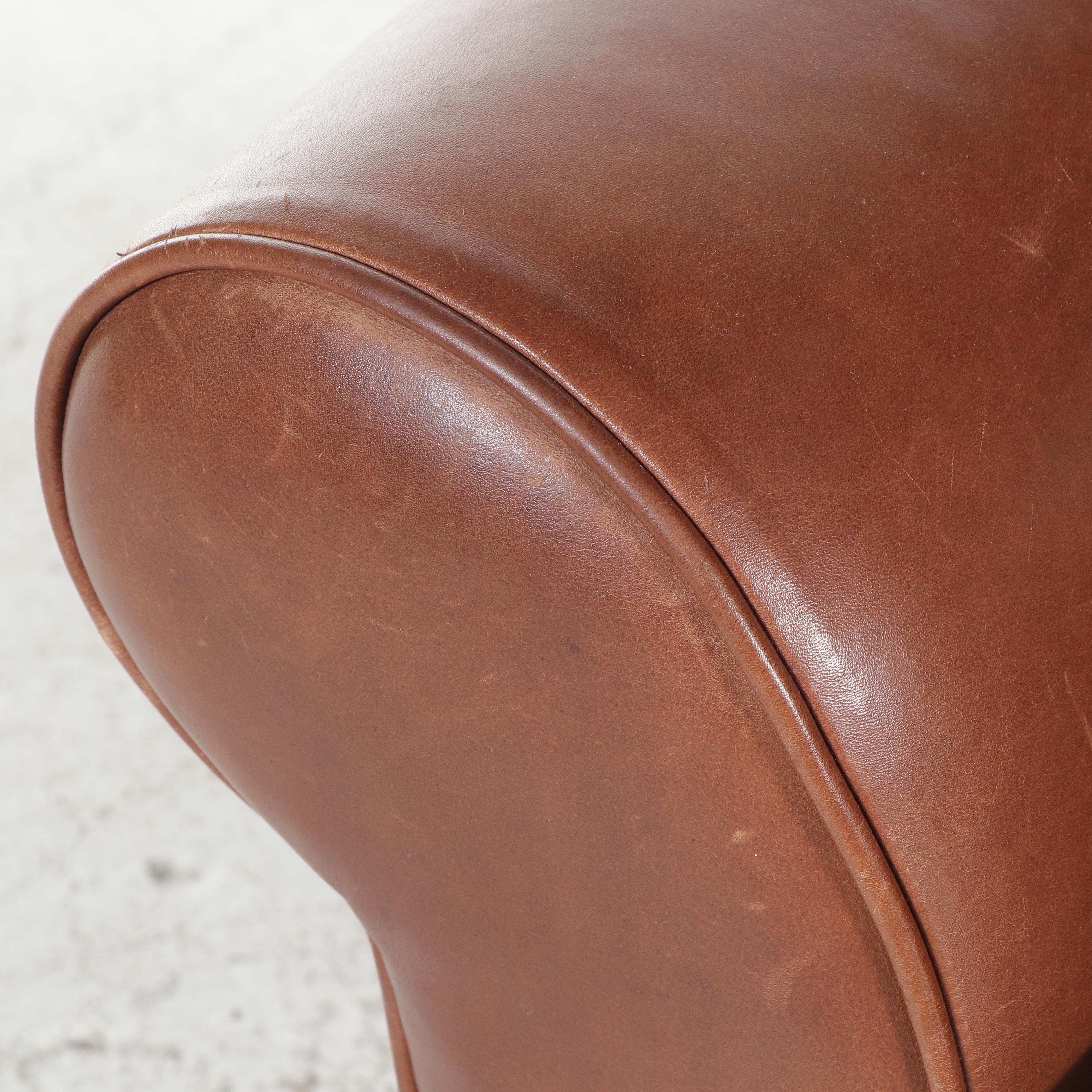 Arhaus Furniture Brown Leather Club Chair with Ottoman