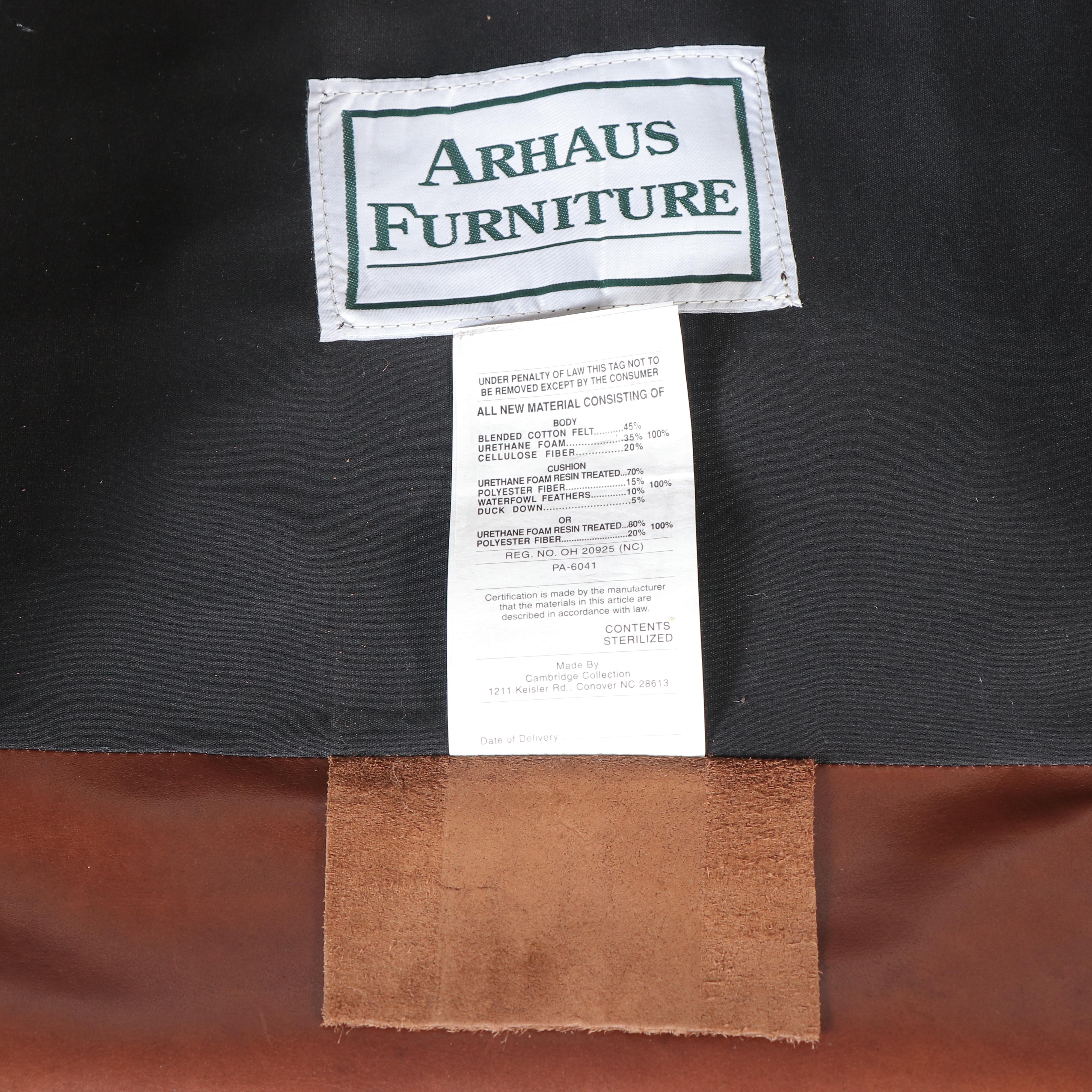 Arhaus Furniture Brown Leather Club Chair with Ottoman