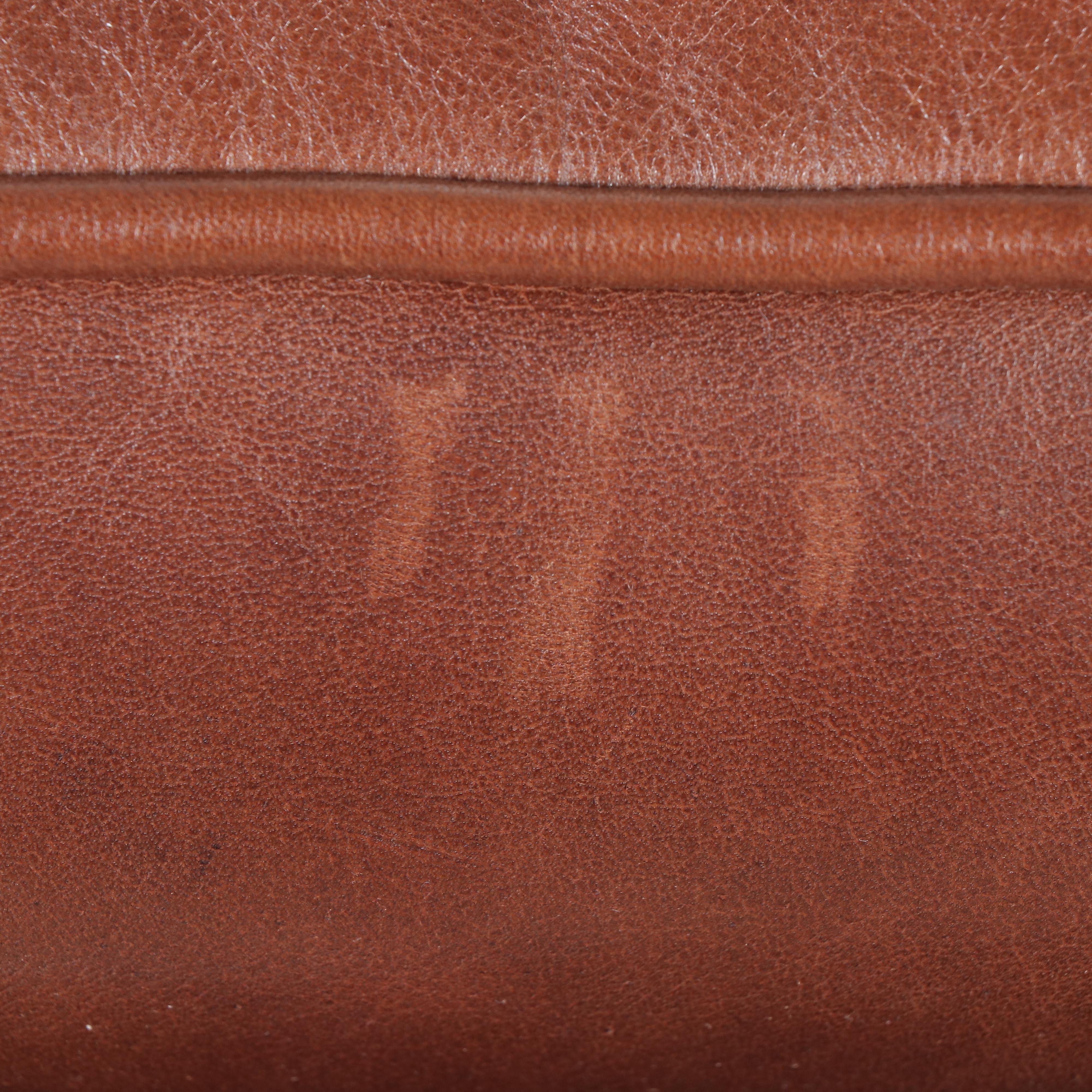 Arhaus Furniture Brown Leather Club Chair with Ottoman