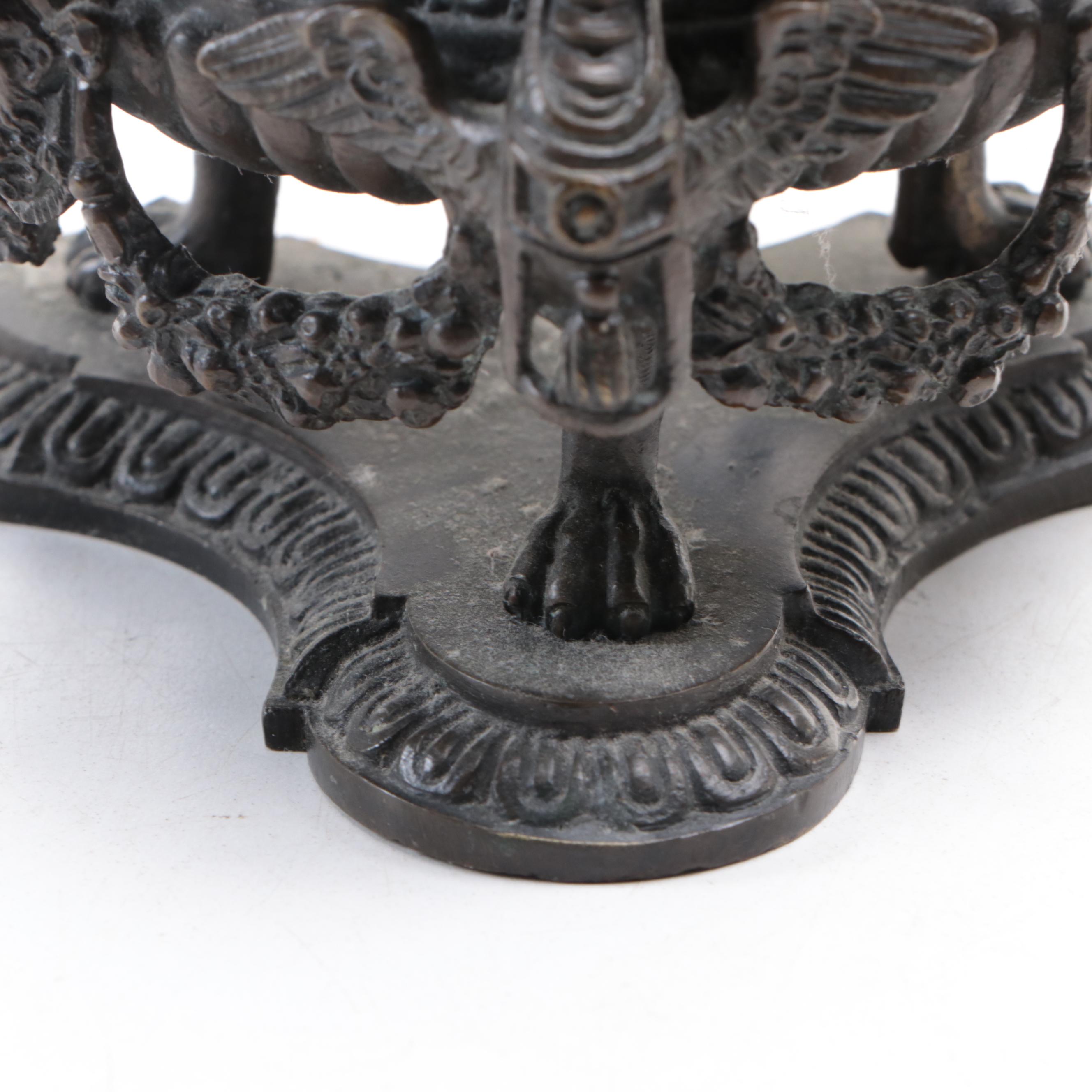 Italian Antonio Pandiani Cast Bronze Lidded Footed Box with Satyr Finial