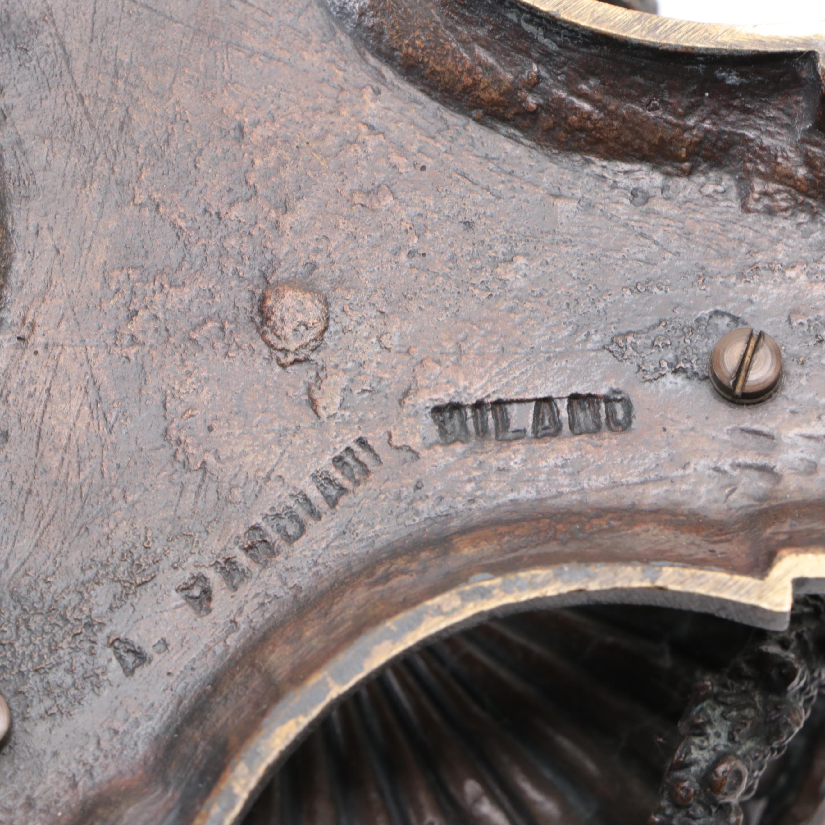 Italian Antonio Pandiani Cast Bronze Lidded Footed Box with Satyr Finial