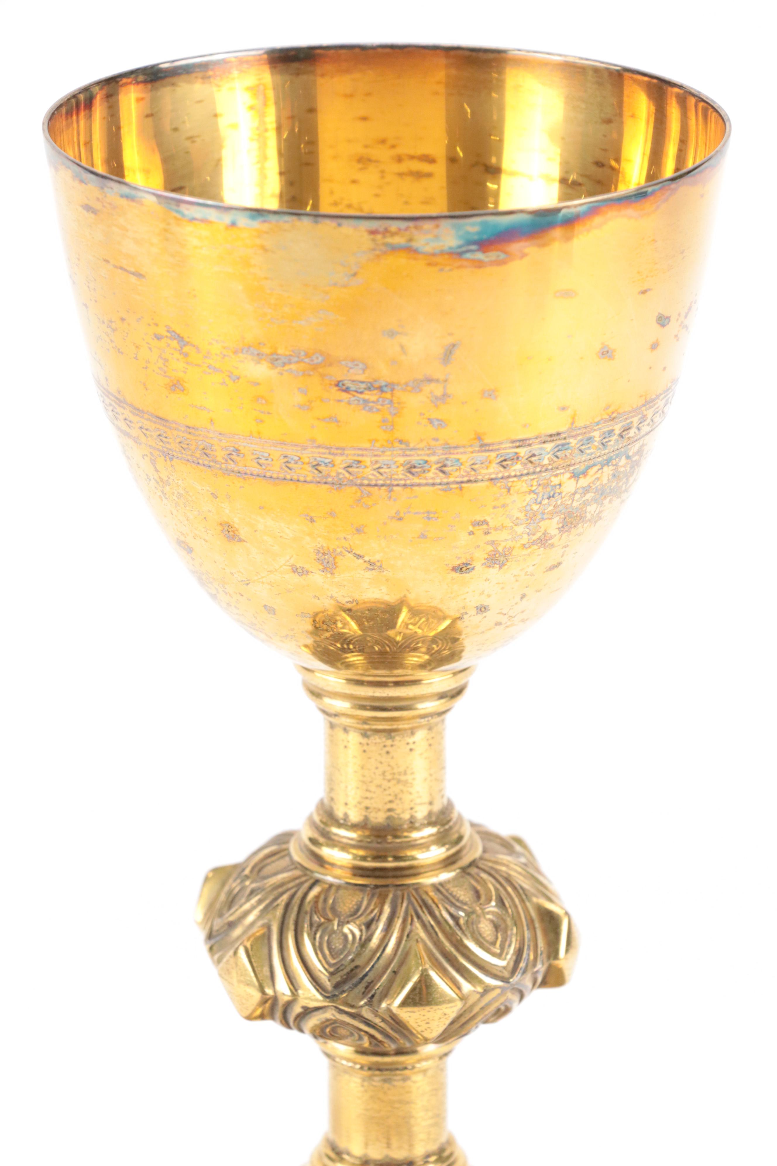 Benziger Bros. Gilt Sterling Silver Communion Chalice, Circa 1900