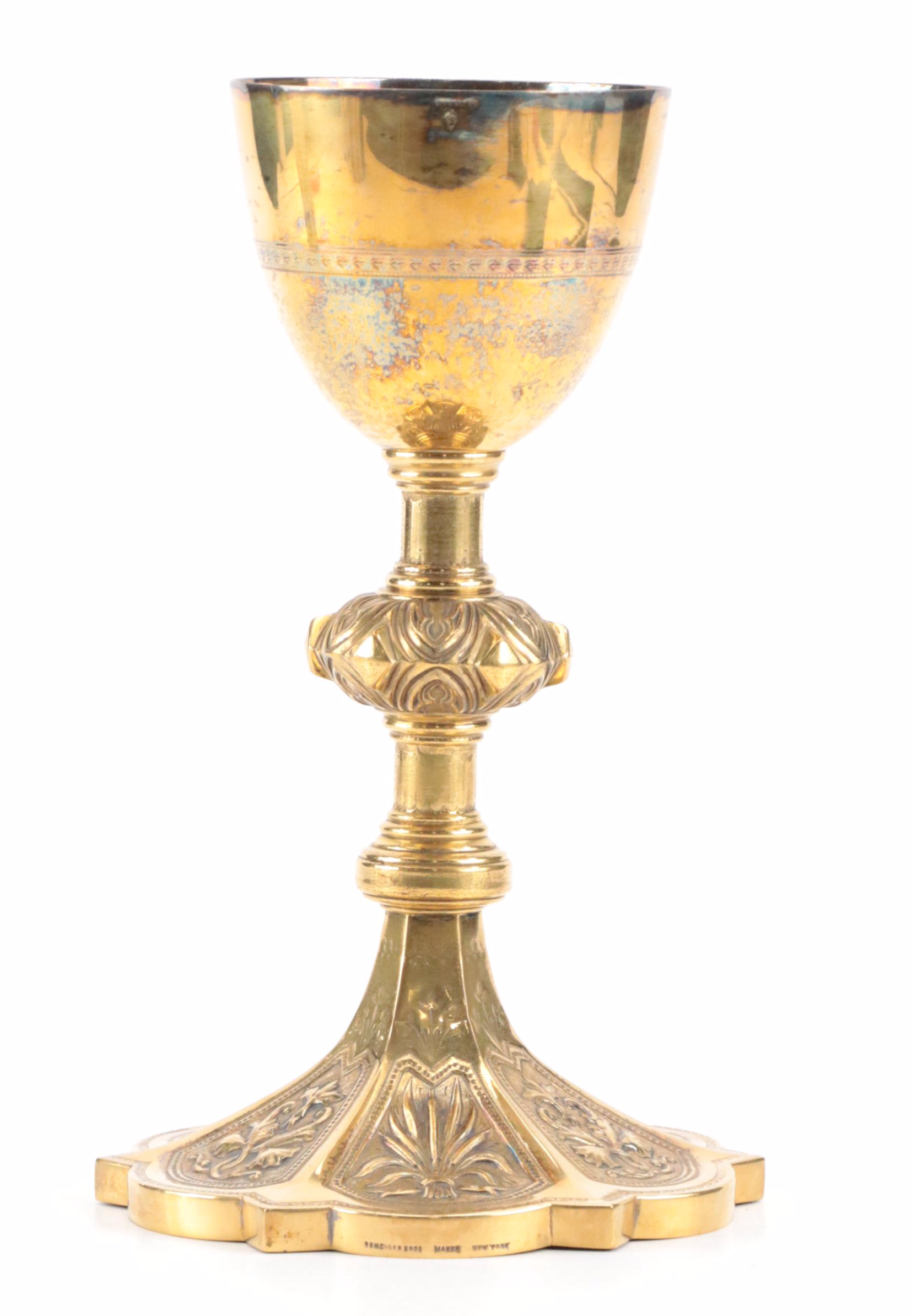 Benziger Bros. Gilt Sterling Silver Communion Chalice, Circa 1900