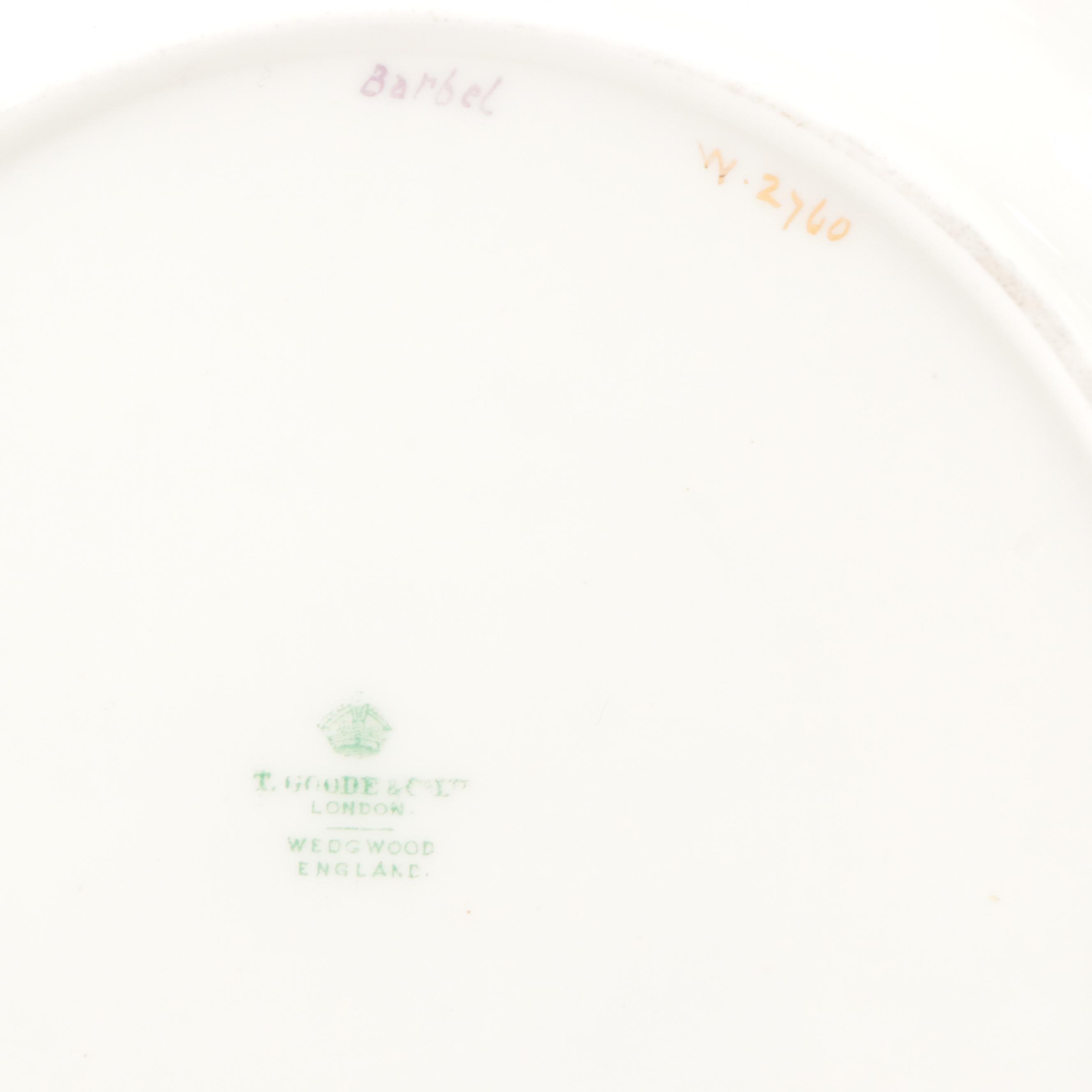 Wedgwood for T. Goode & Co. Porcelain Pink Luster Rim Fish Plates