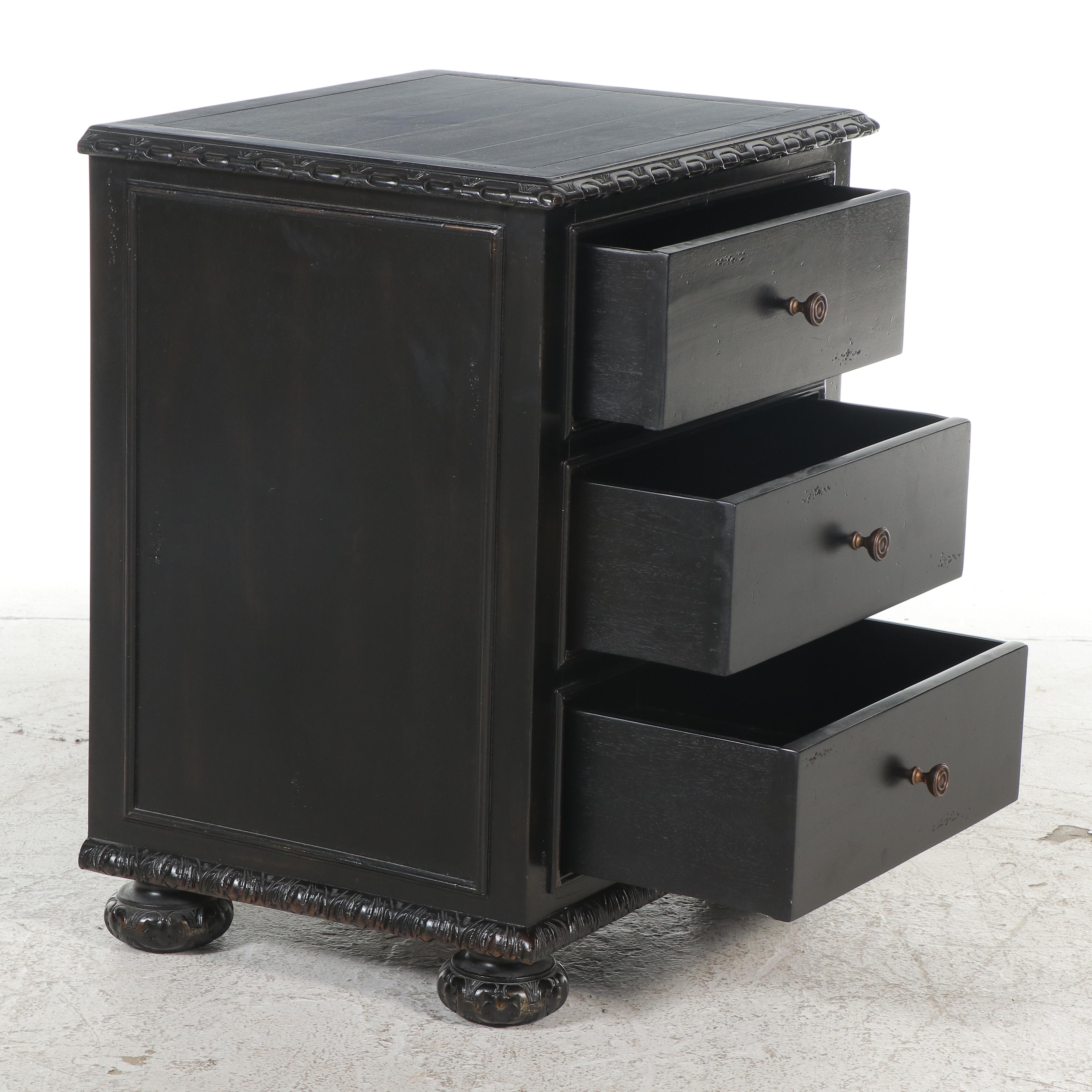 Restoration Hardware "French Empire" Three-Drawer Nightstand in Antique Black