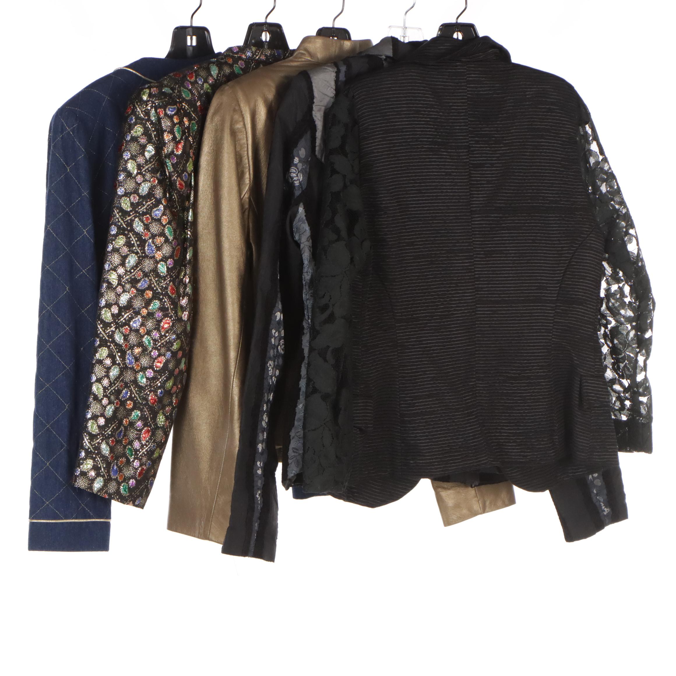 Rena Rowan Metallic Leather Jacket, Victor Costa, Bisou Bisou, and Other Jackets