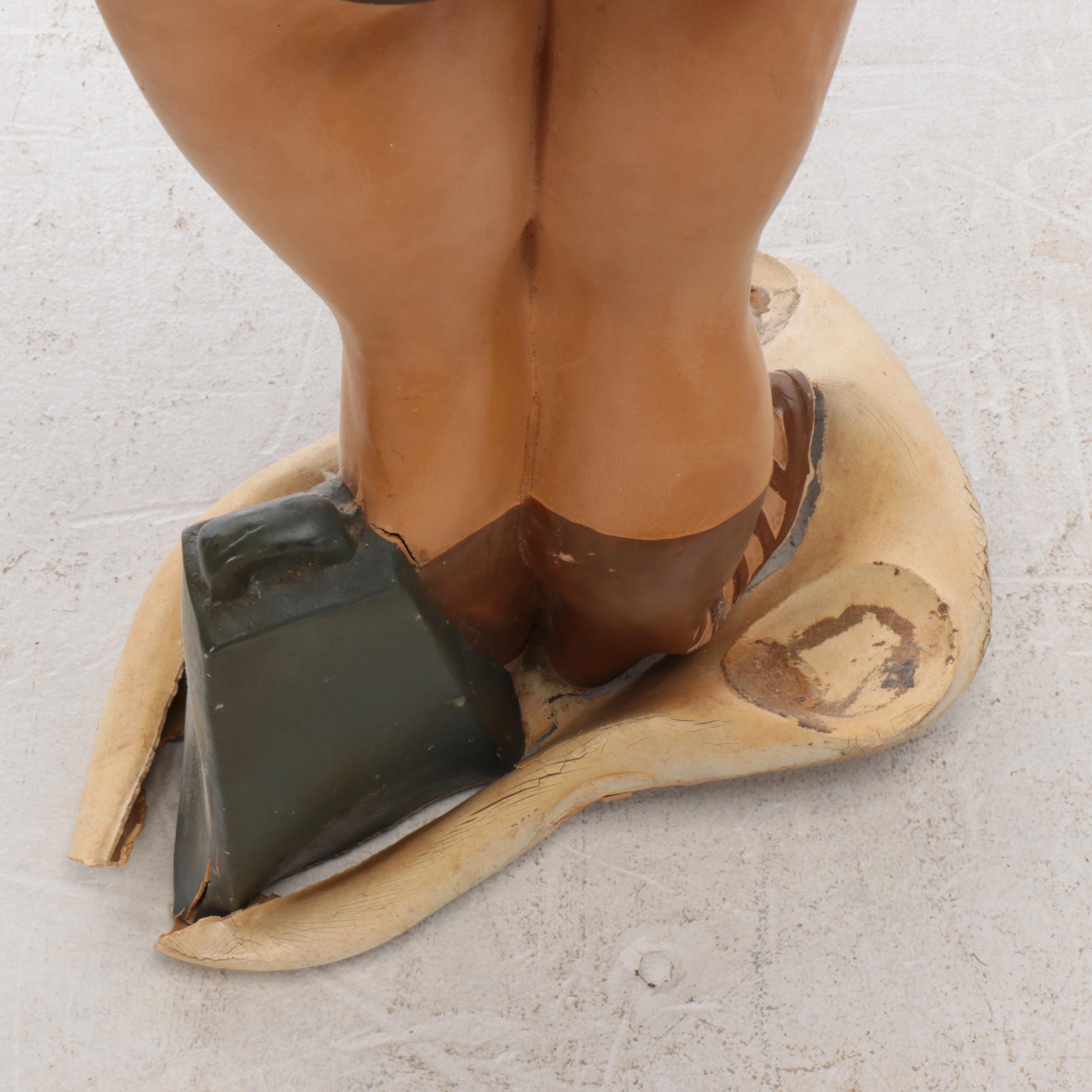 Antique Bourbon Weightlifter Advertising Figurine, Mid-20th Century