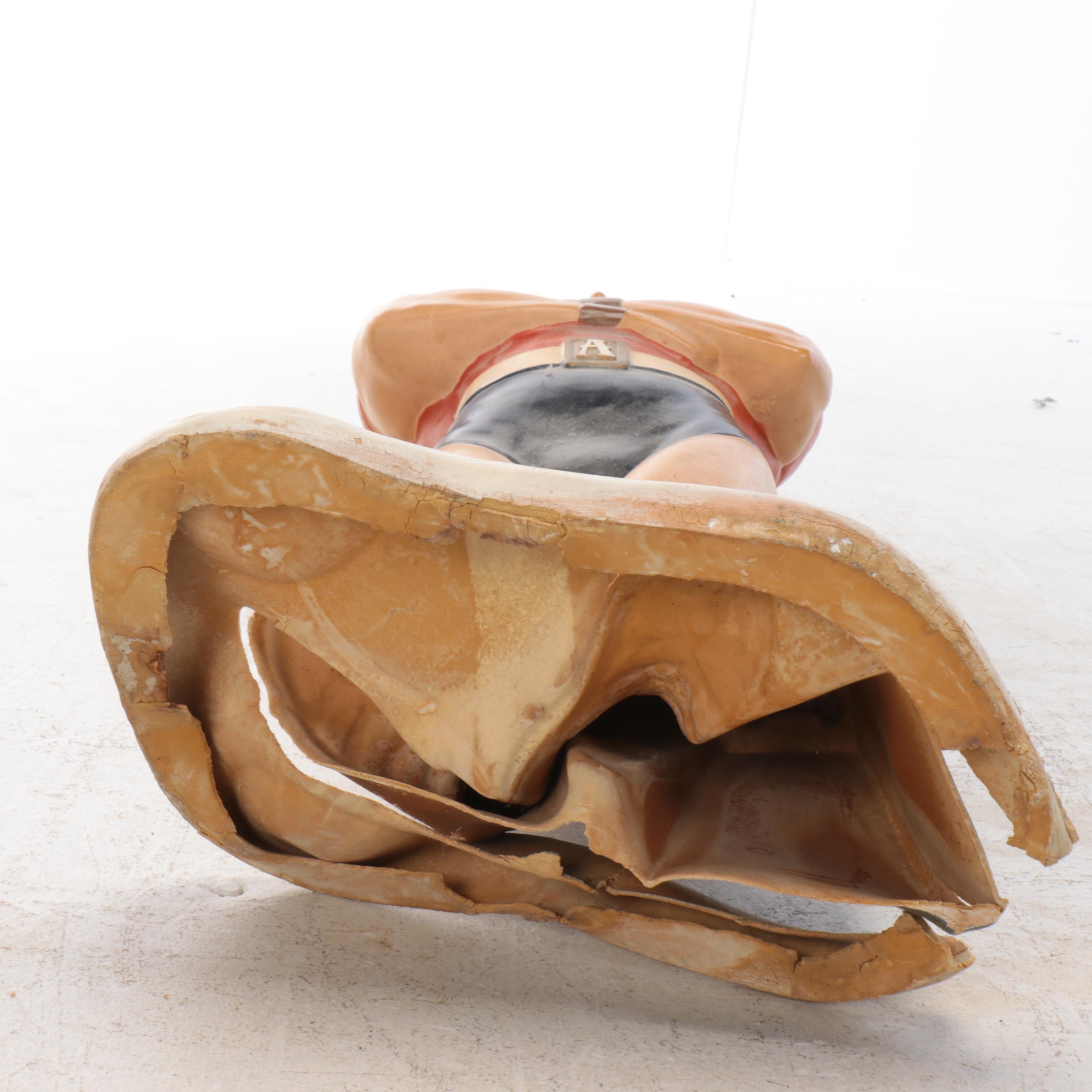 Antique Bourbon Weightlifter Advertising Figurine, Mid-20th Century