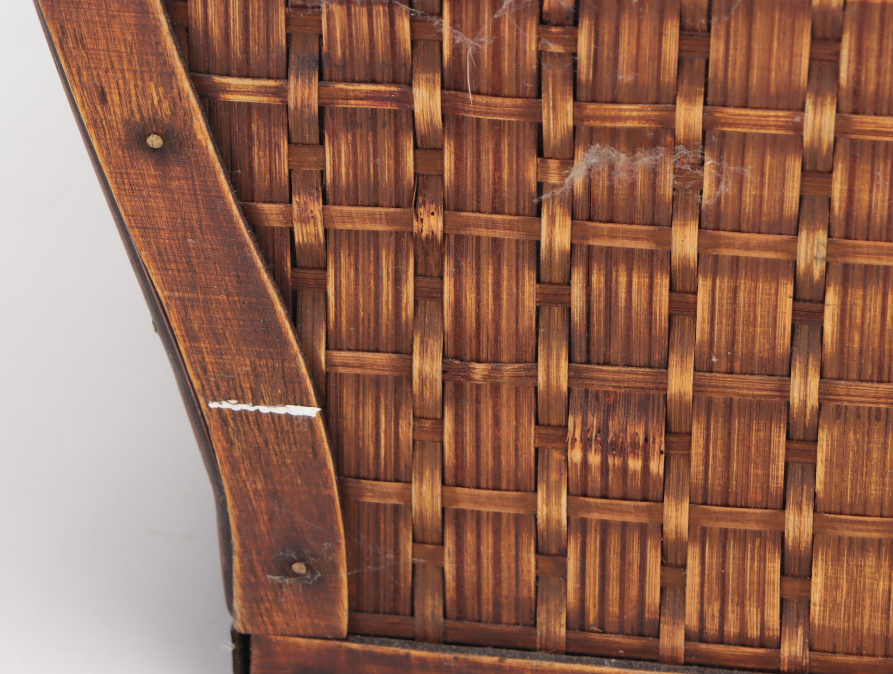 Chinese Brass and Rattan Woven Handled Chests