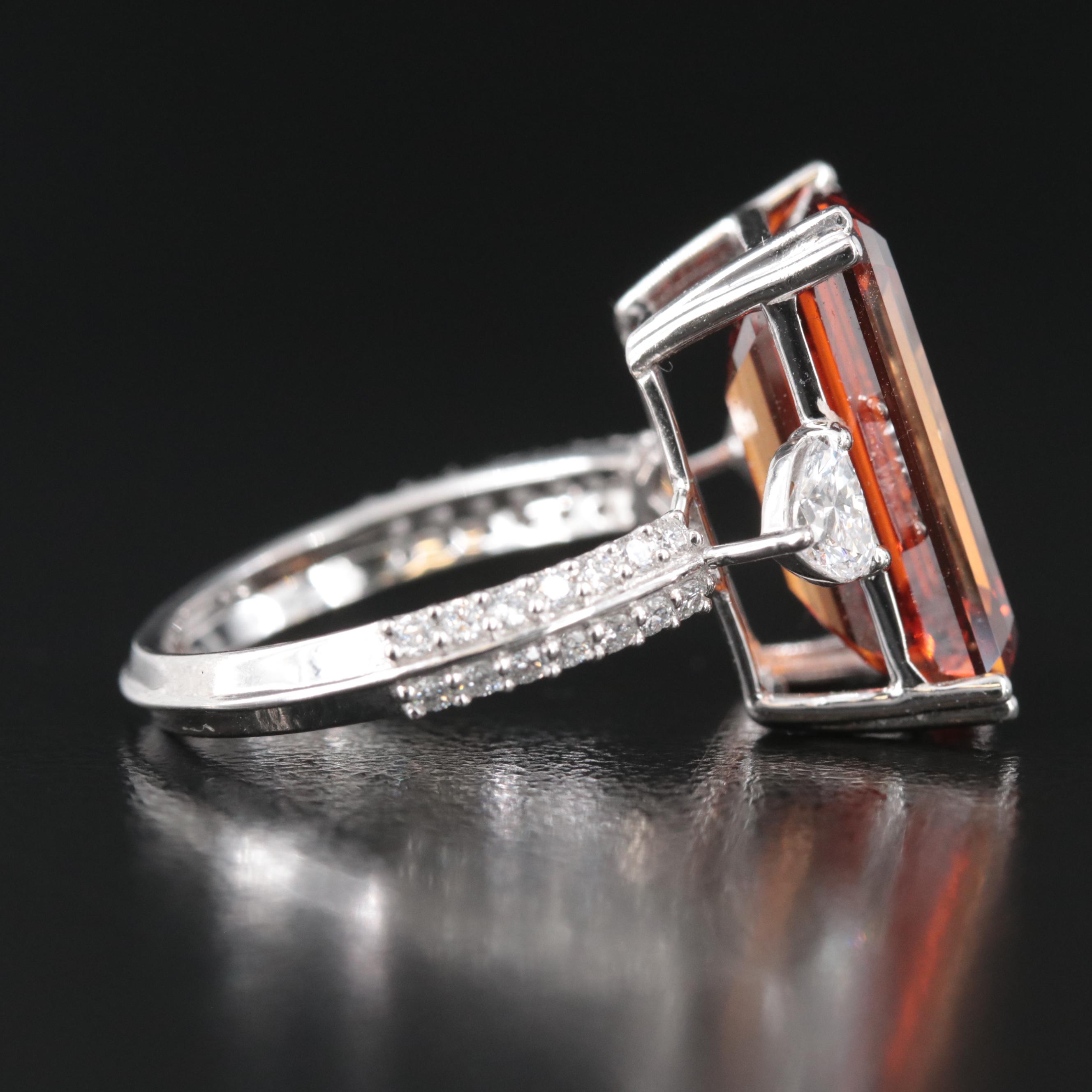 Platinum 10.77 CTW Lab Grown Diamon Ring with Fancy Orange Center and IGI Report