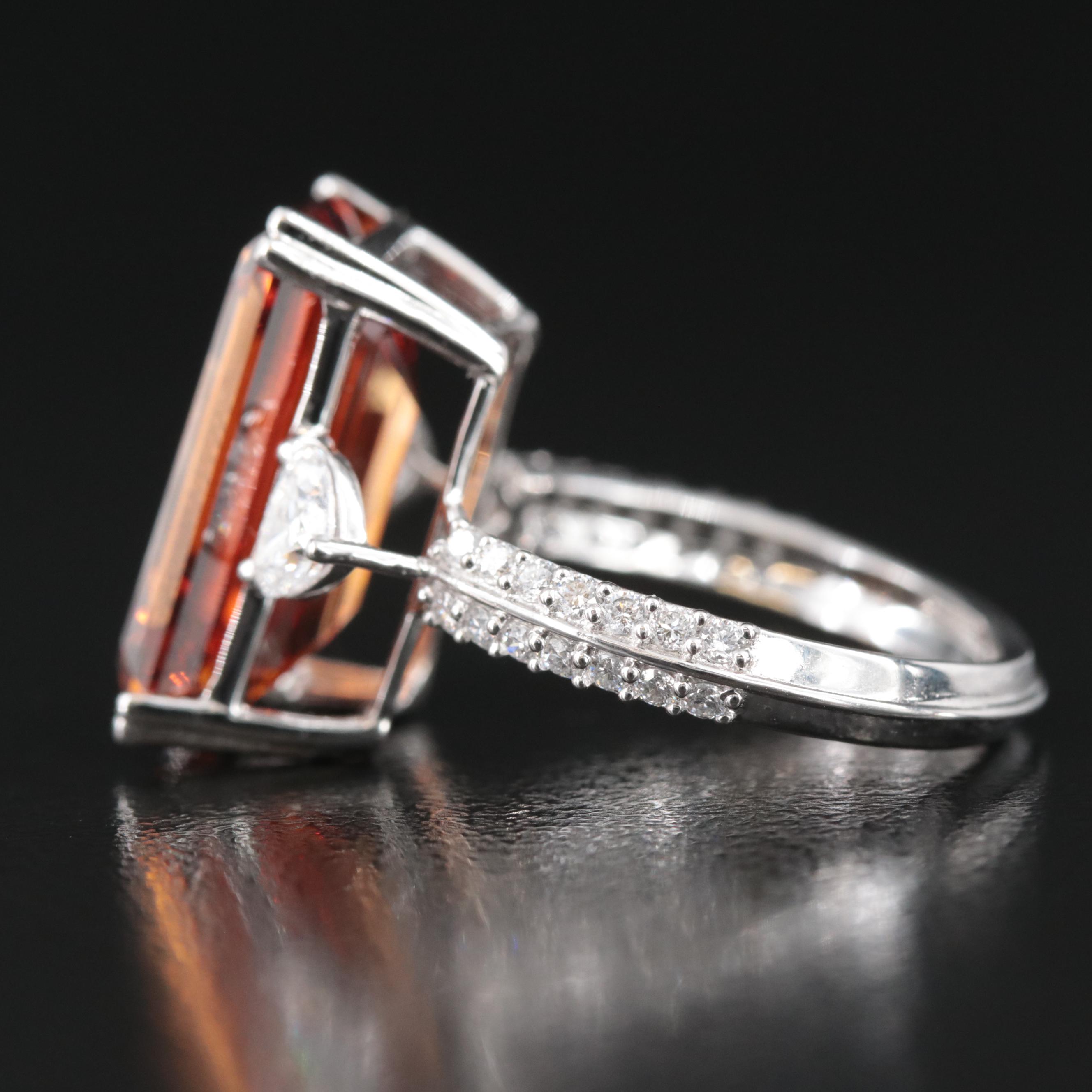 Platinum 10.77 CTW Lab Grown Diamon Ring with Fancy Orange Center and IGI Report