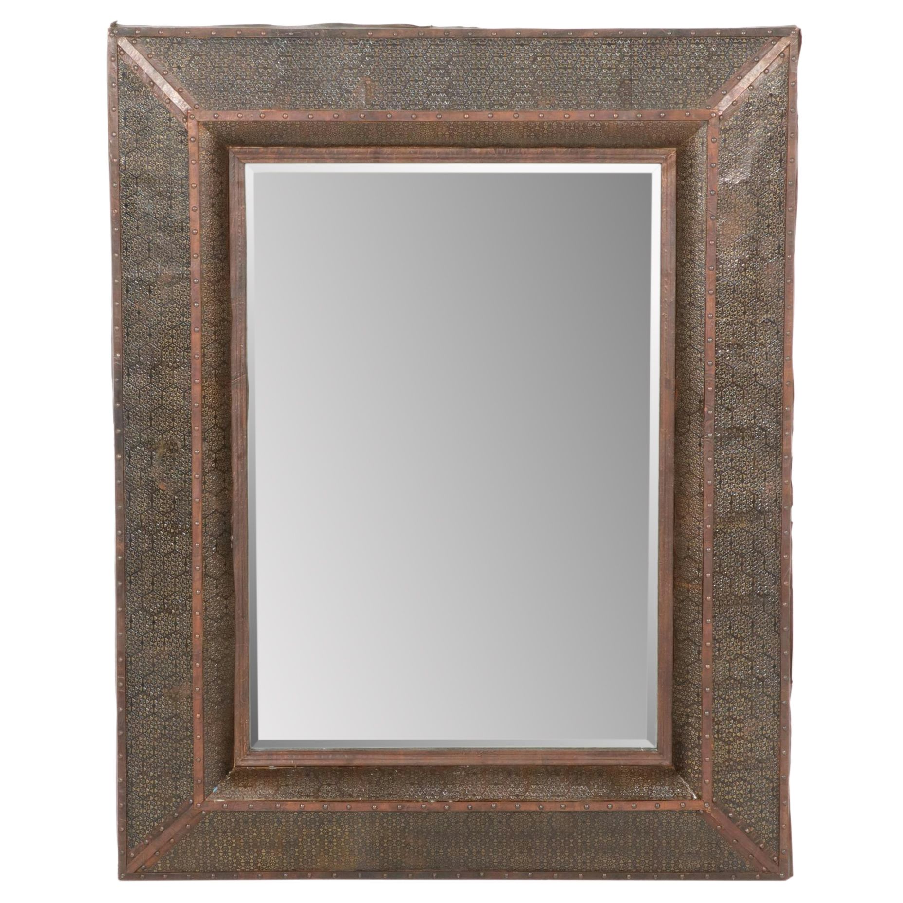 Contemporary Hammered Metal Framed Wall Mirror