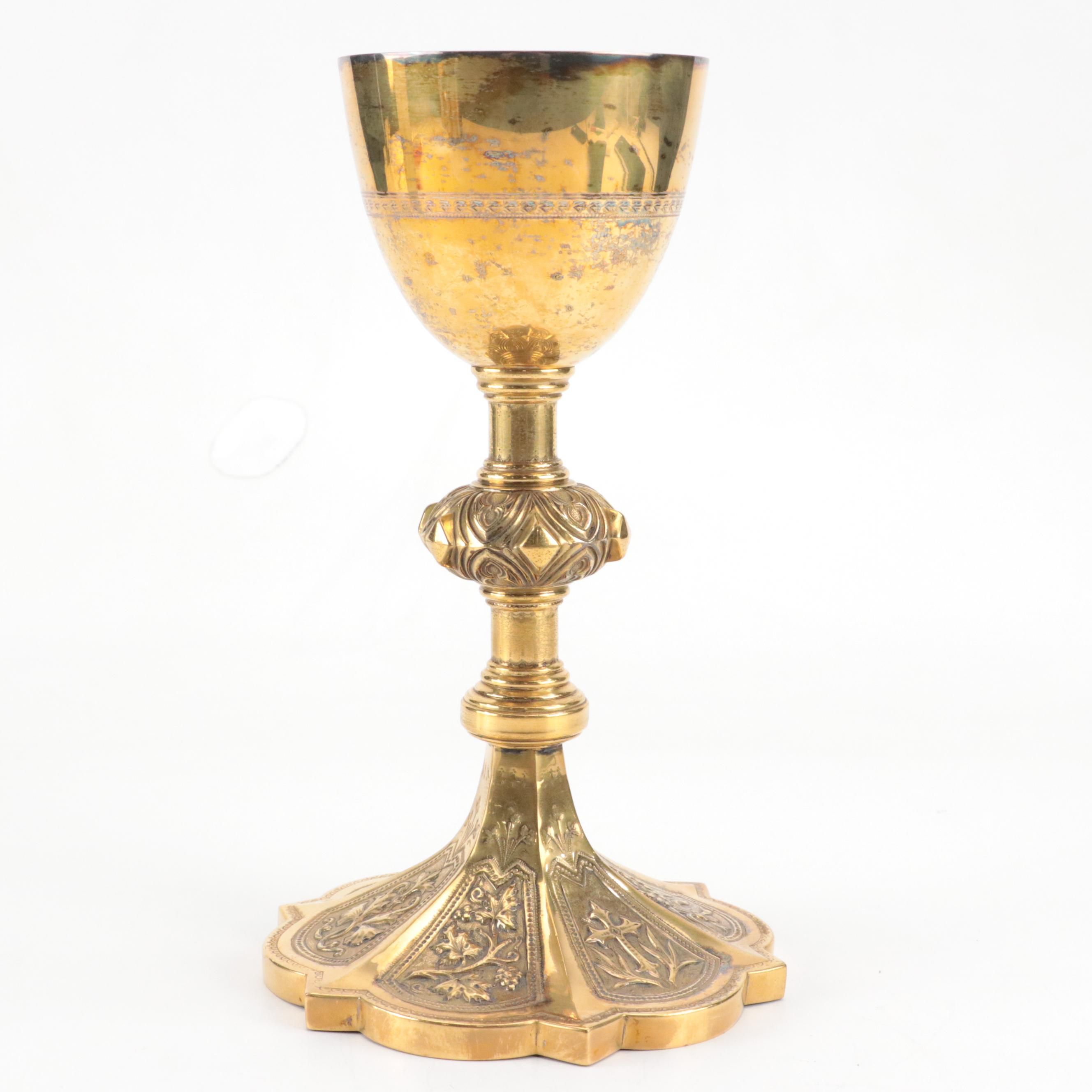 Benziger Bros. Gilt Sterling Silver Communion Chalice, Circa 1900