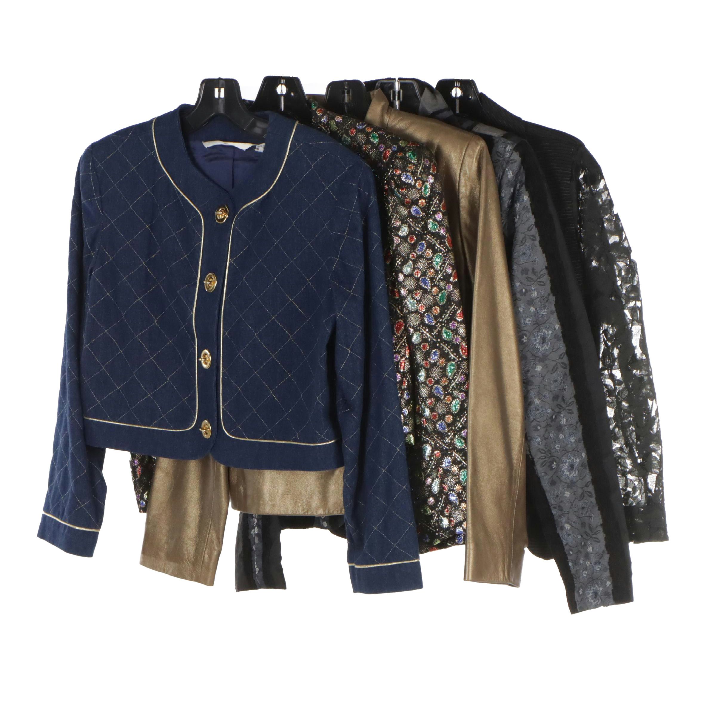 Rena Rowan Metallic Leather Jacket, Victor Costa, Bisou Bisou, and Other Jackets