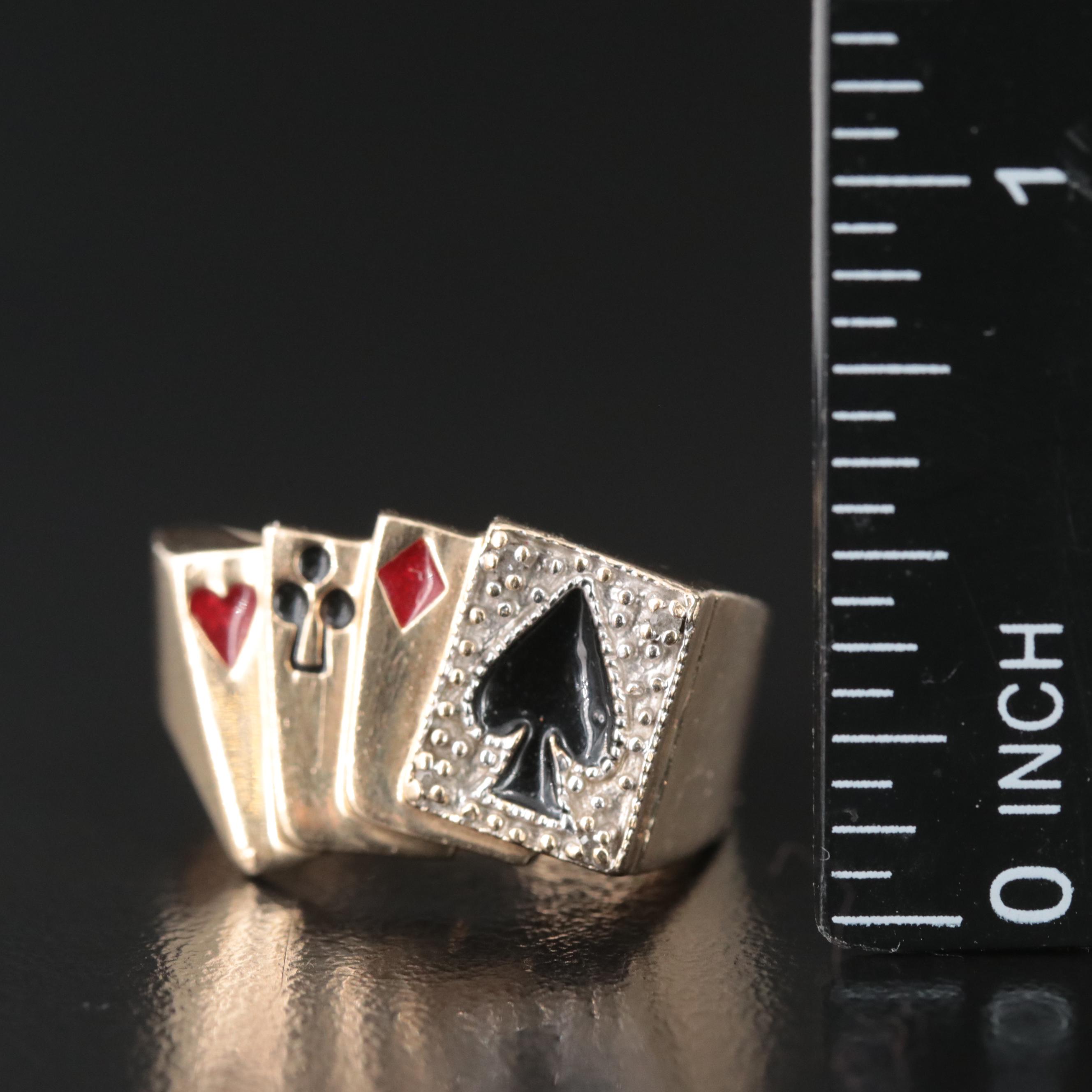 10K Diamond and Enamel Playing Card Ring