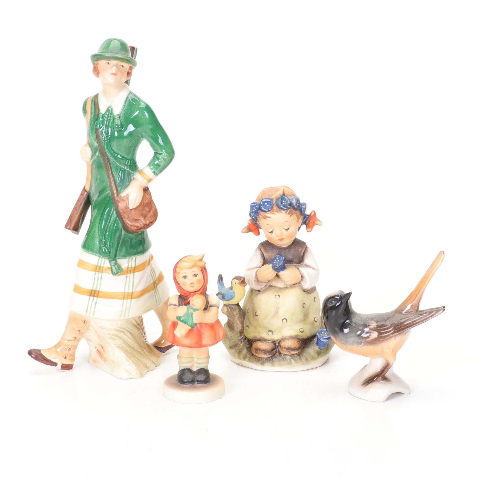 Goebel Figurine "To the Hunt, 1913" and Three More Figurines