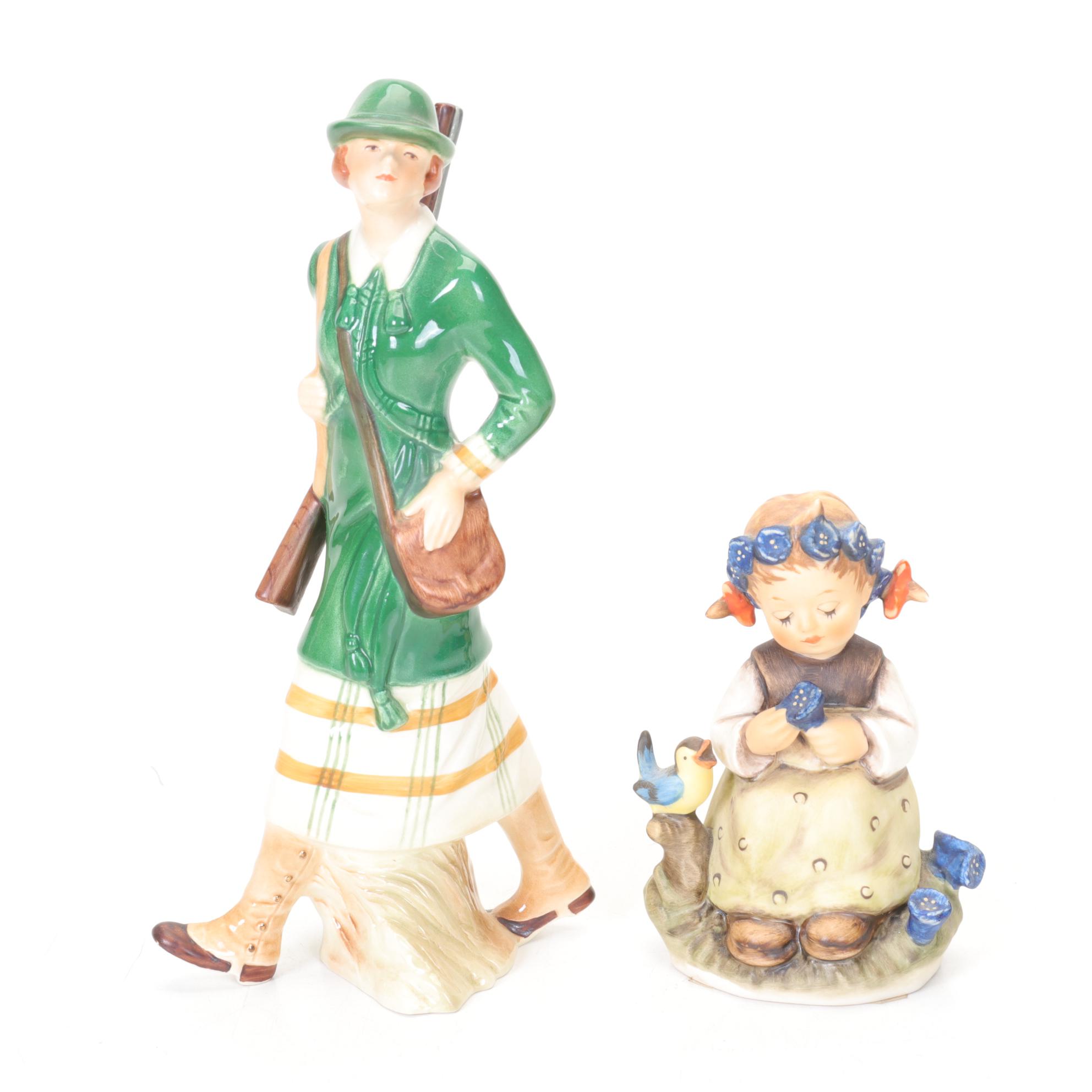 Goebel Figurine "To the Hunt, 1913" and Three More Figurines