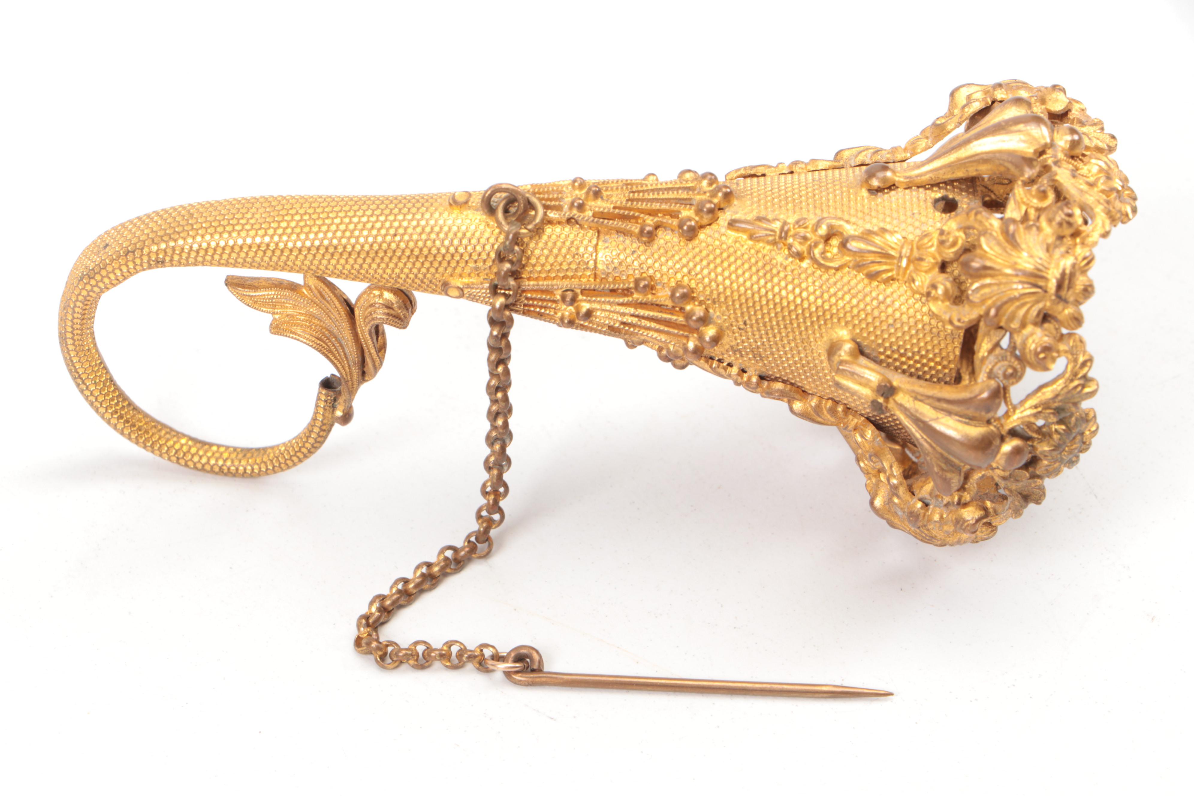 Victorian Gilt Metal Tussie-Mussie Flower Holder