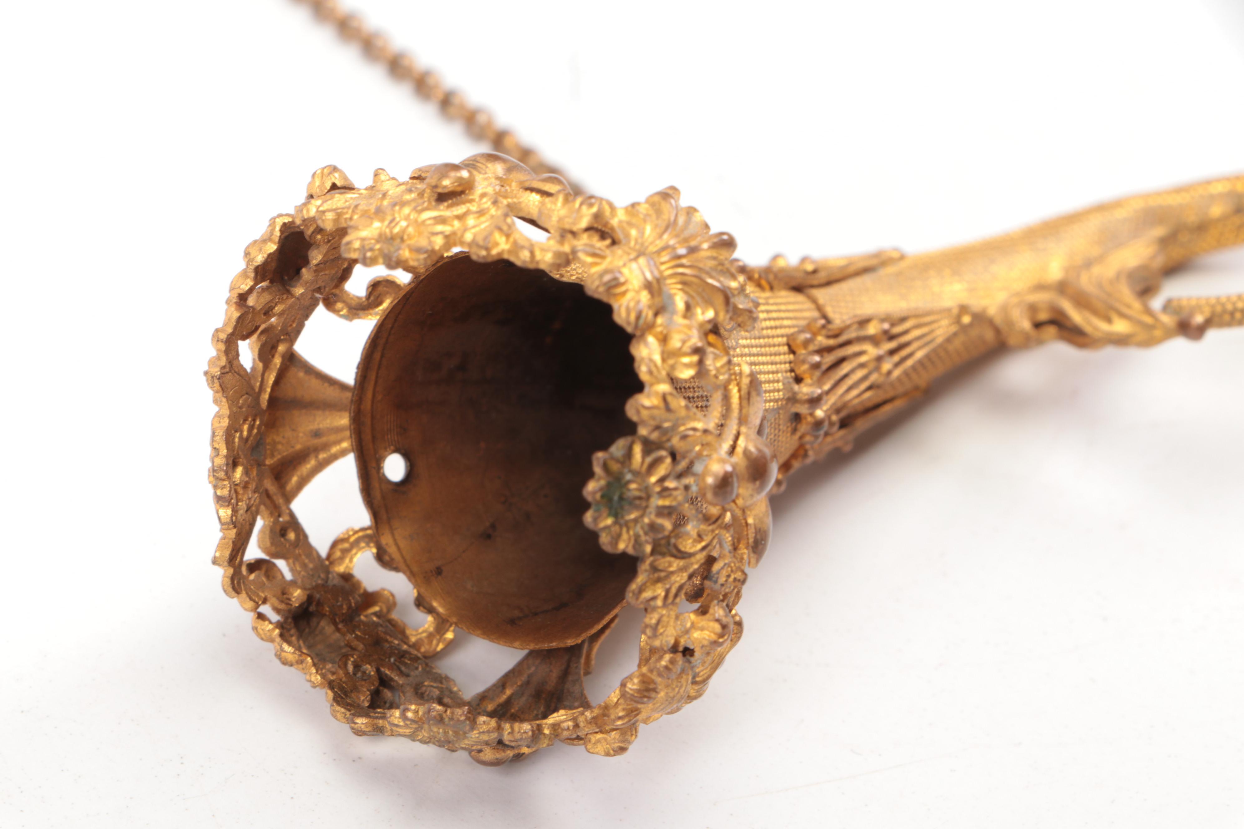 Victorian Gilt Metal Tussie-Mussie Flower Holder