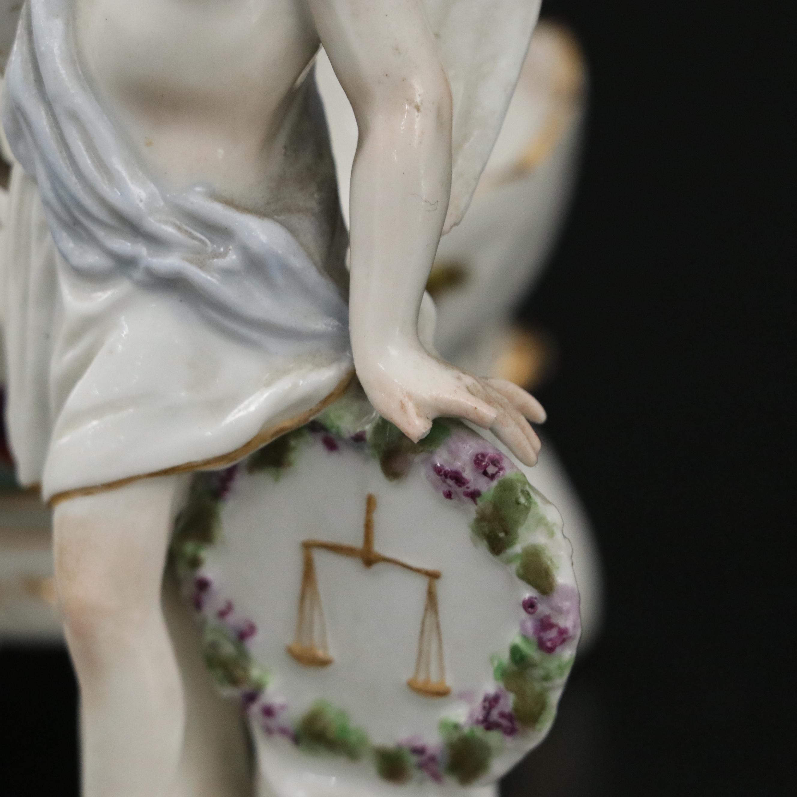 German KPM Porcelain Cherub Double Salt Cellar and Porcelain Angel Figurine