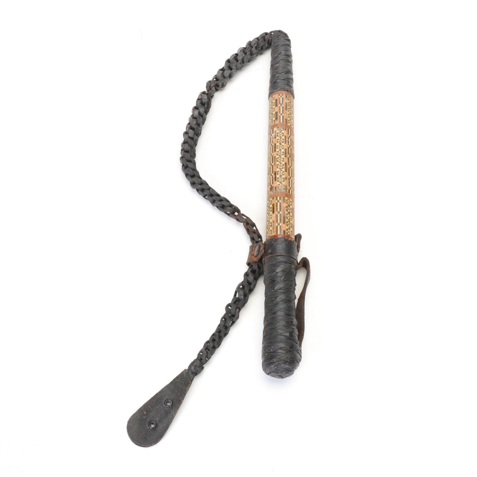Moroccan Camel Whip with Inlaid Handle, Early to Mid 20th Century