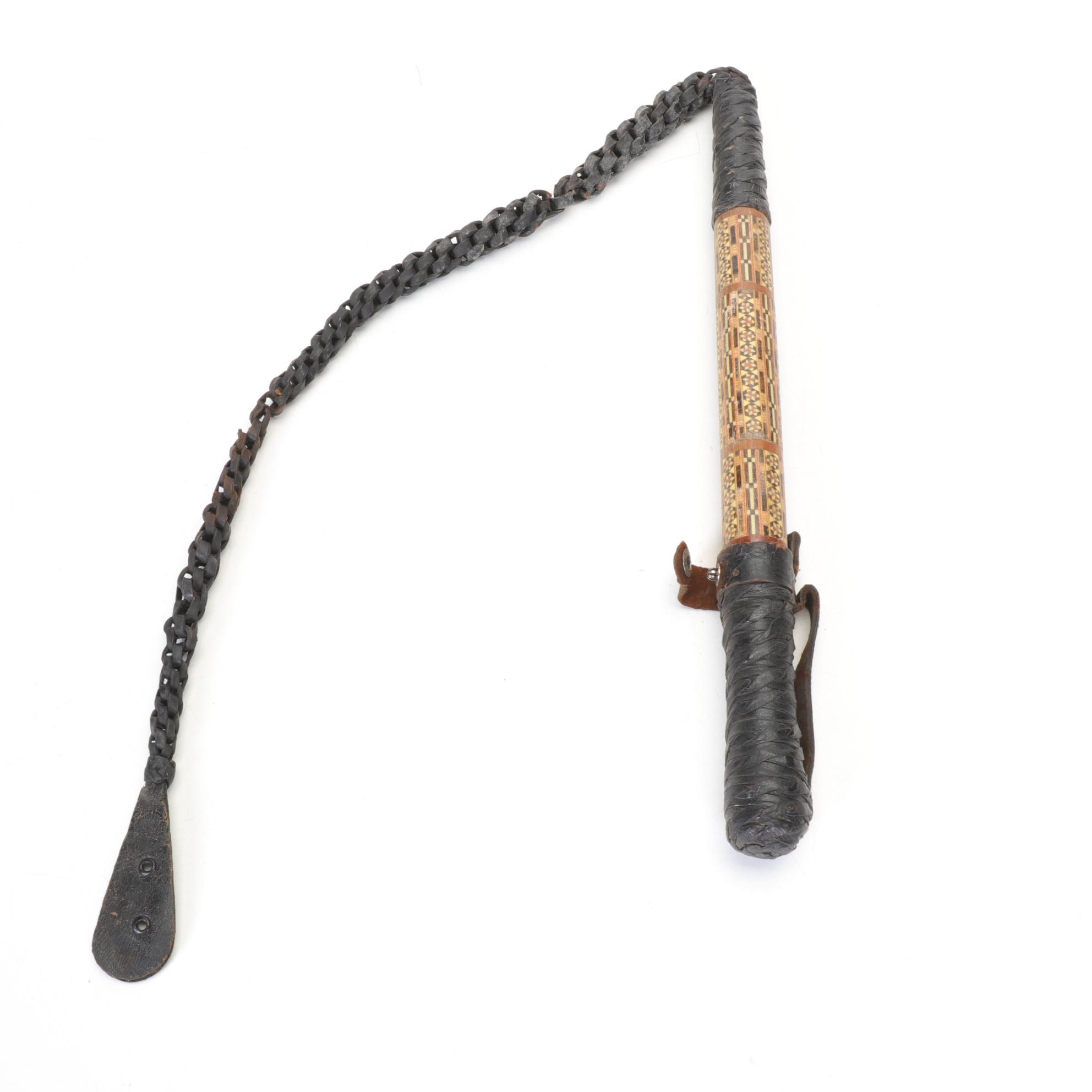 Moroccan Camel Whip with Inlaid Handle, Early to Mid 20th Century