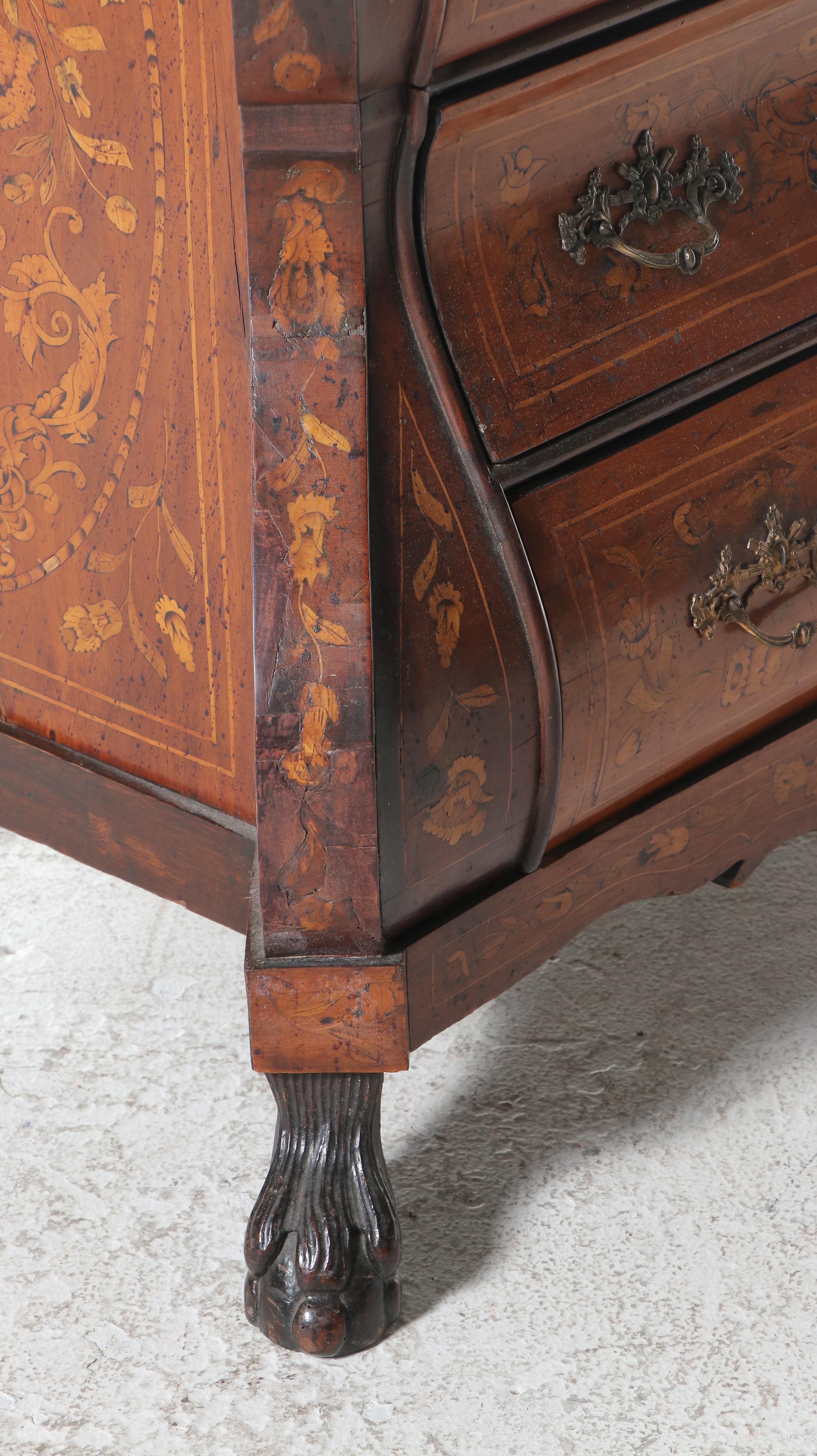 Dutch Baroque Style Walnut and Marquetry Vitrine, Late 19th Century
