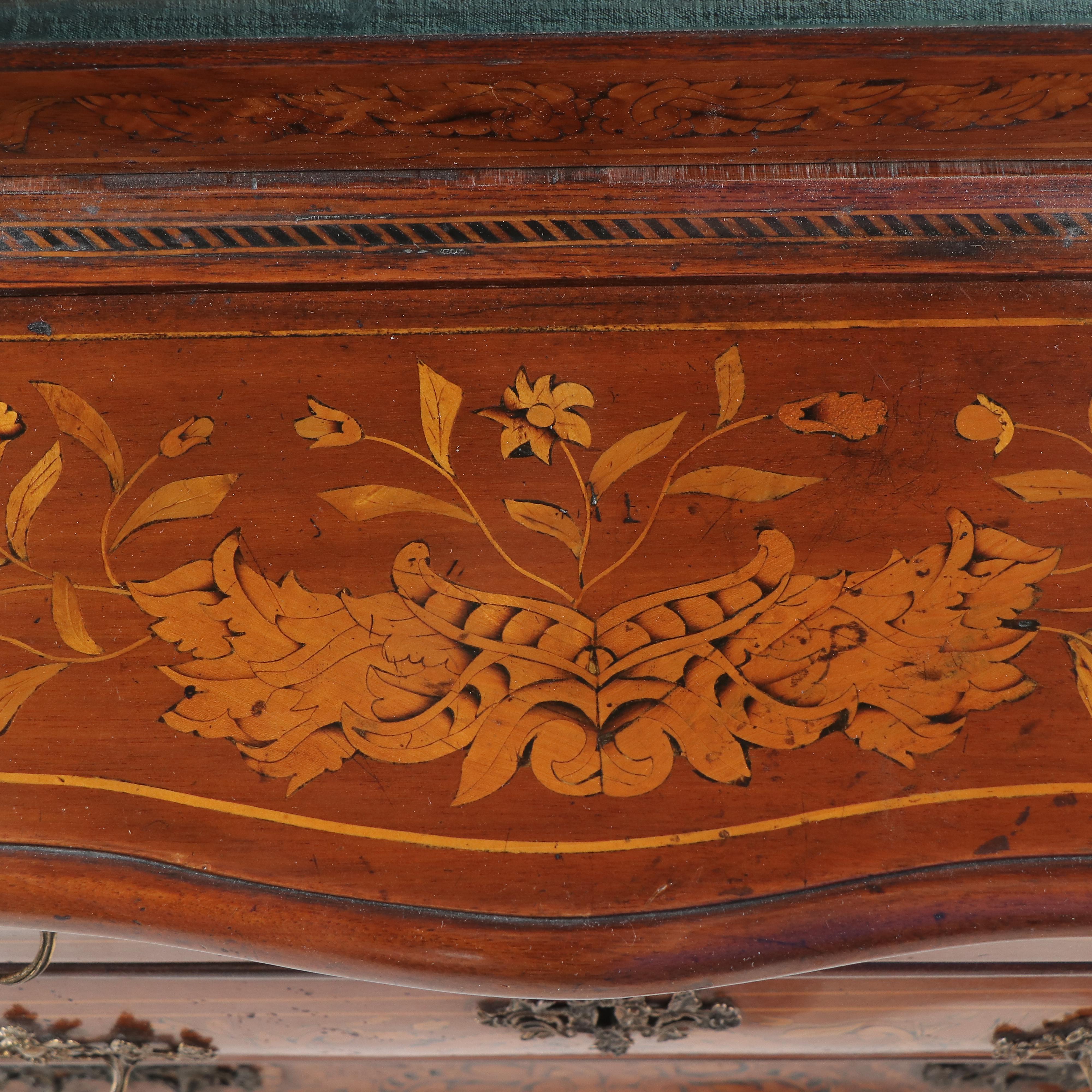 Dutch Baroque Style Walnut and Marquetry Vitrine, Late 19th Century