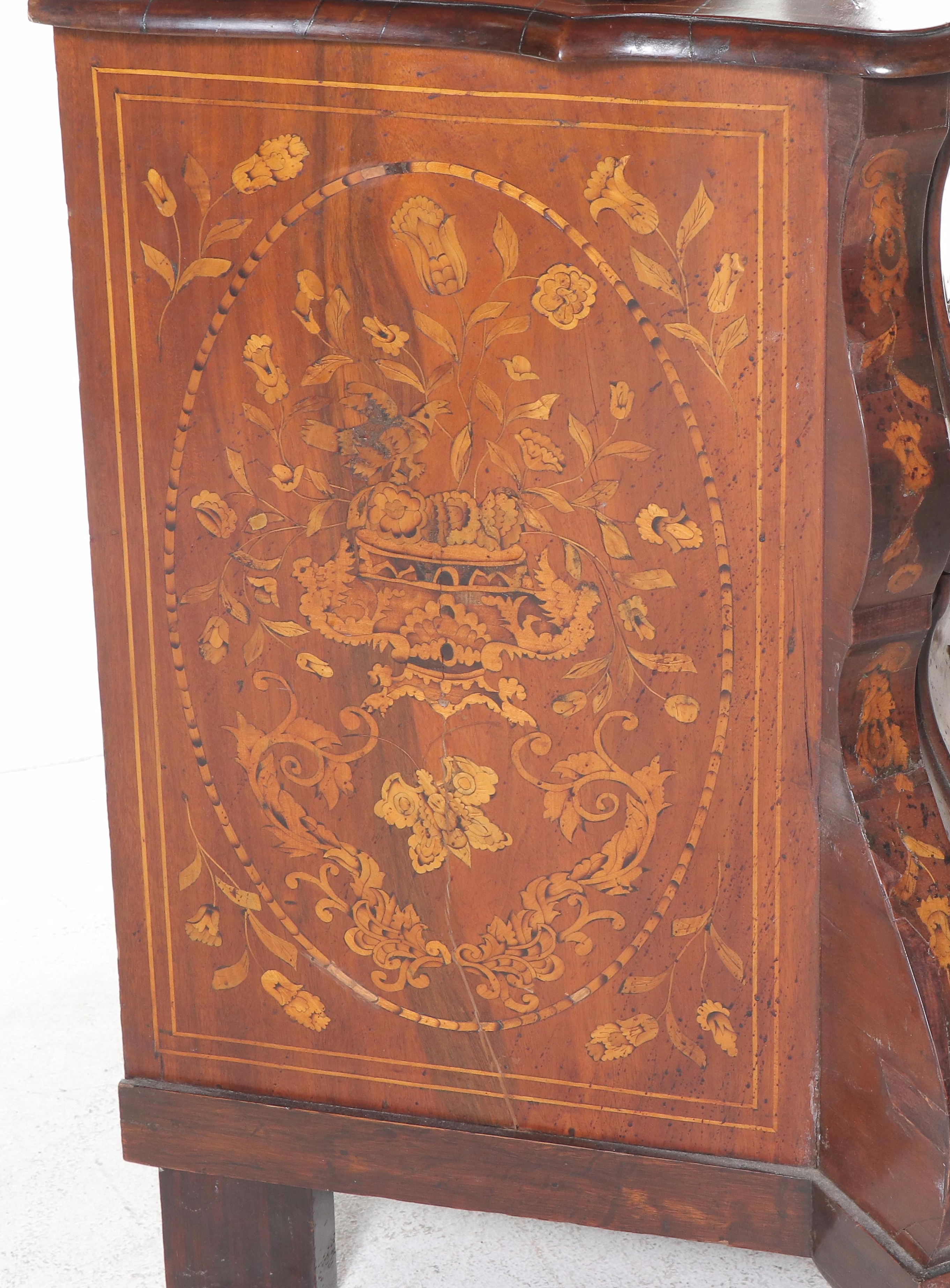Dutch Baroque Style Walnut and Marquetry Vitrine, Late 19th Century