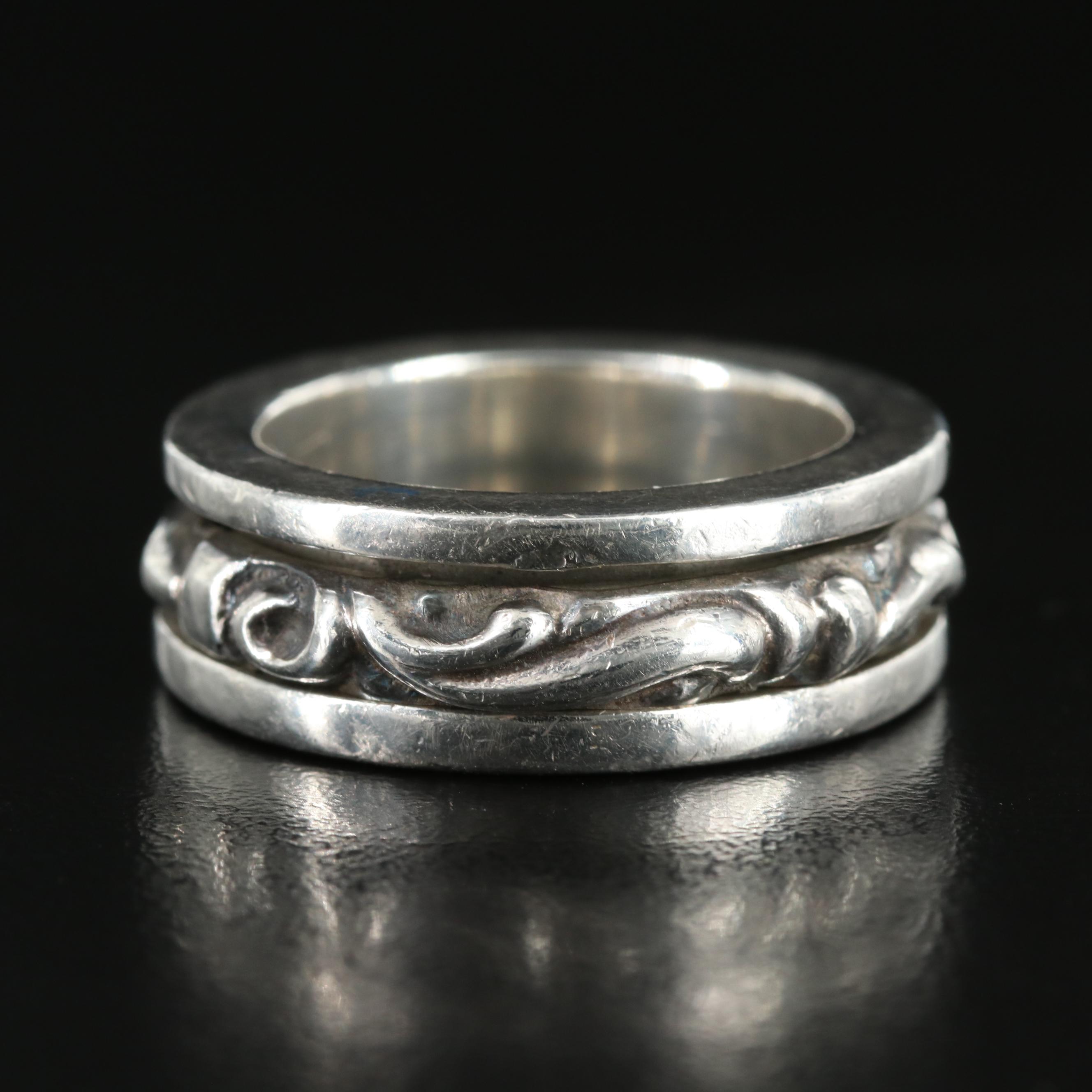Chrome Hearts Sterling Spinner Scroll Ring