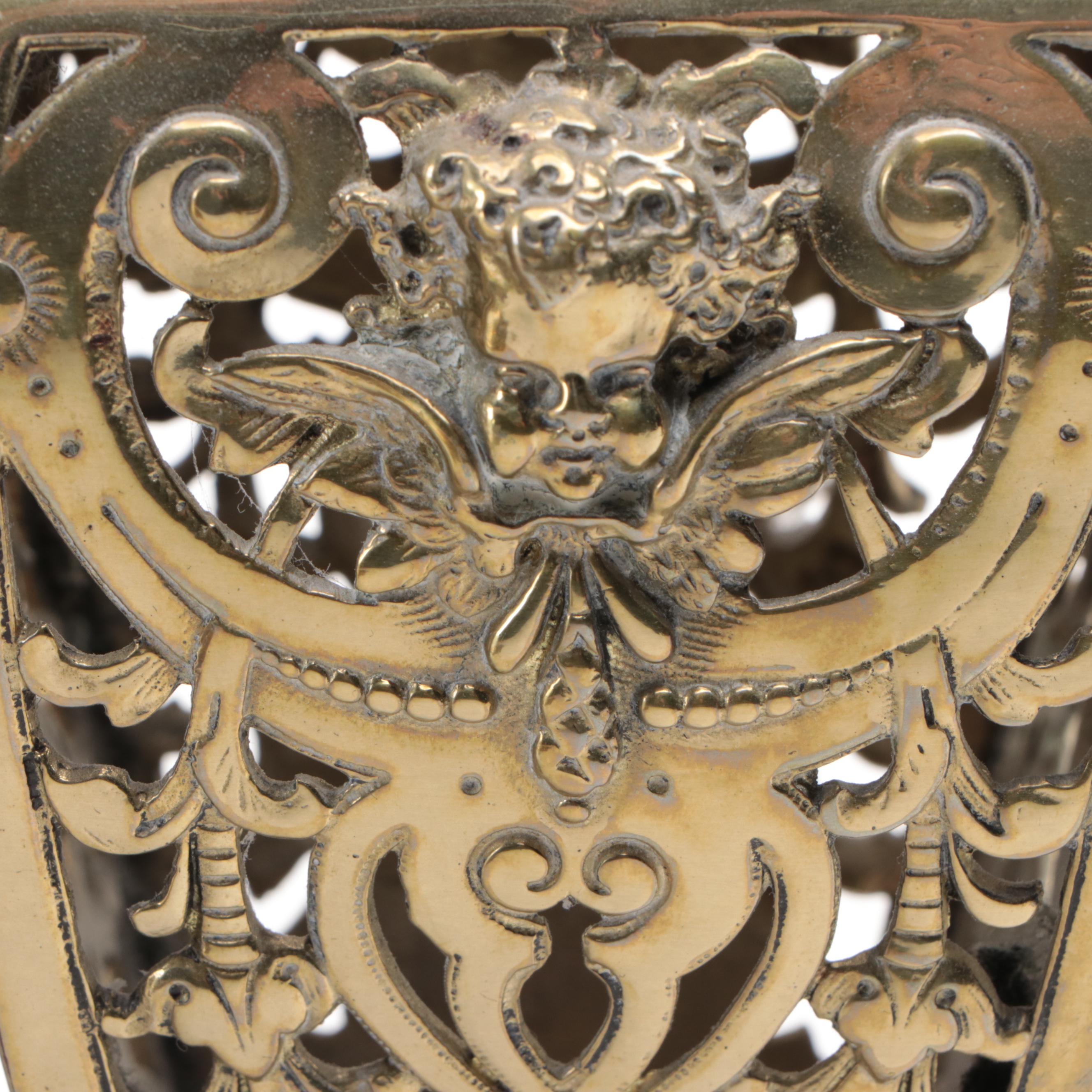 French Empire Style and Italian Openwork Brass Desk Accessories and Bell Pull