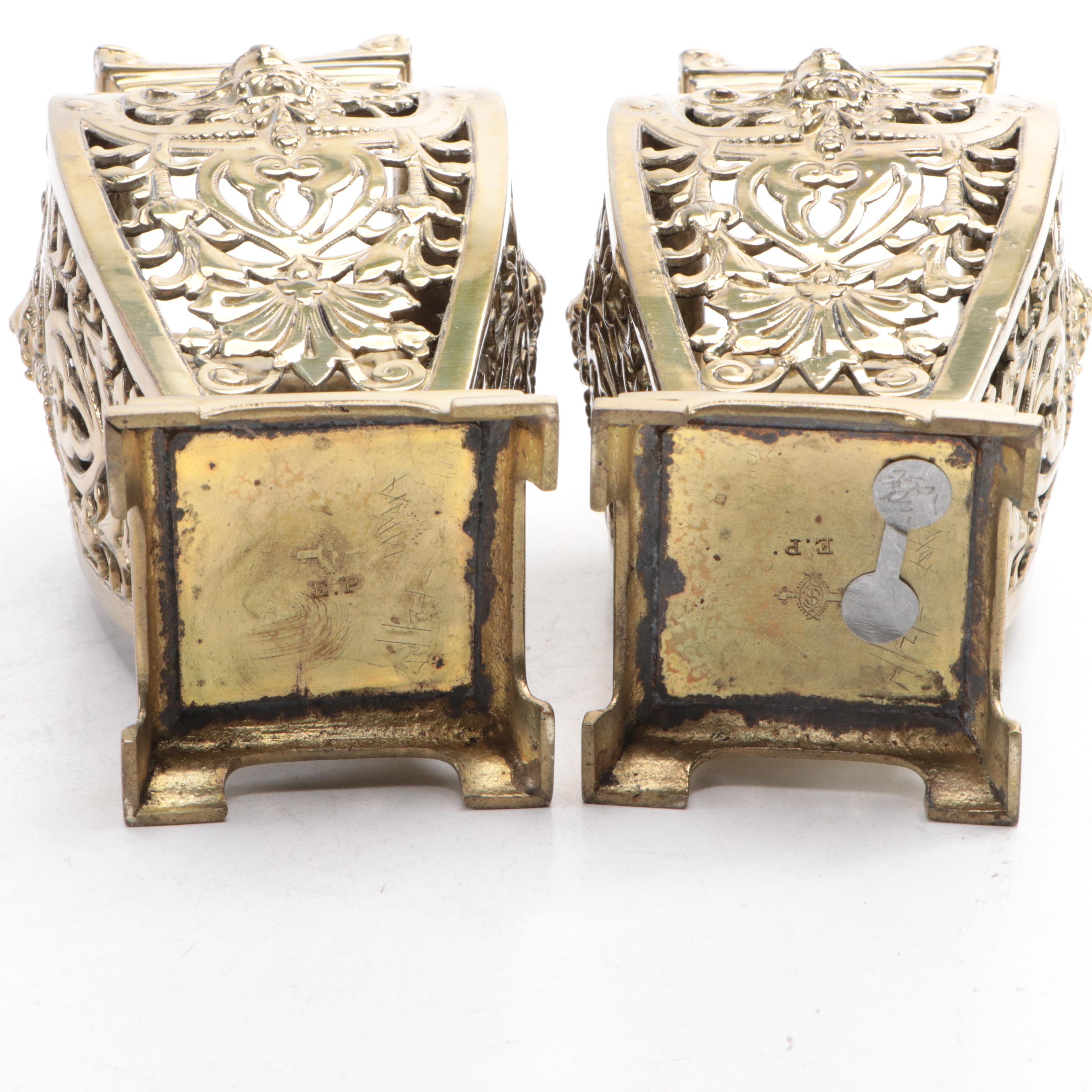 French Empire Style and Italian Openwork Brass Desk Accessories and Bell Pull