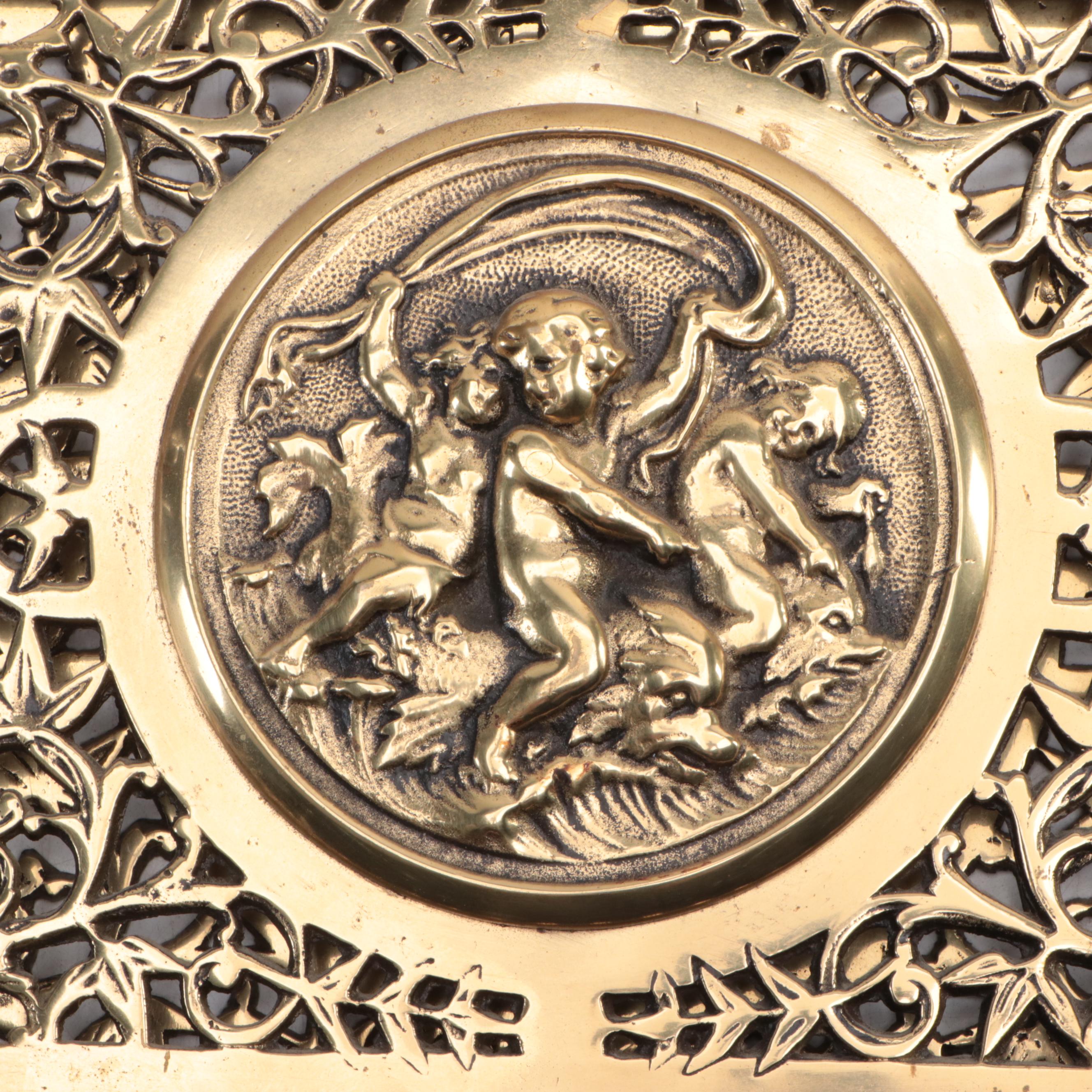 French Empire Style and Italian Openwork Brass Desk Accessories and Bell Pull