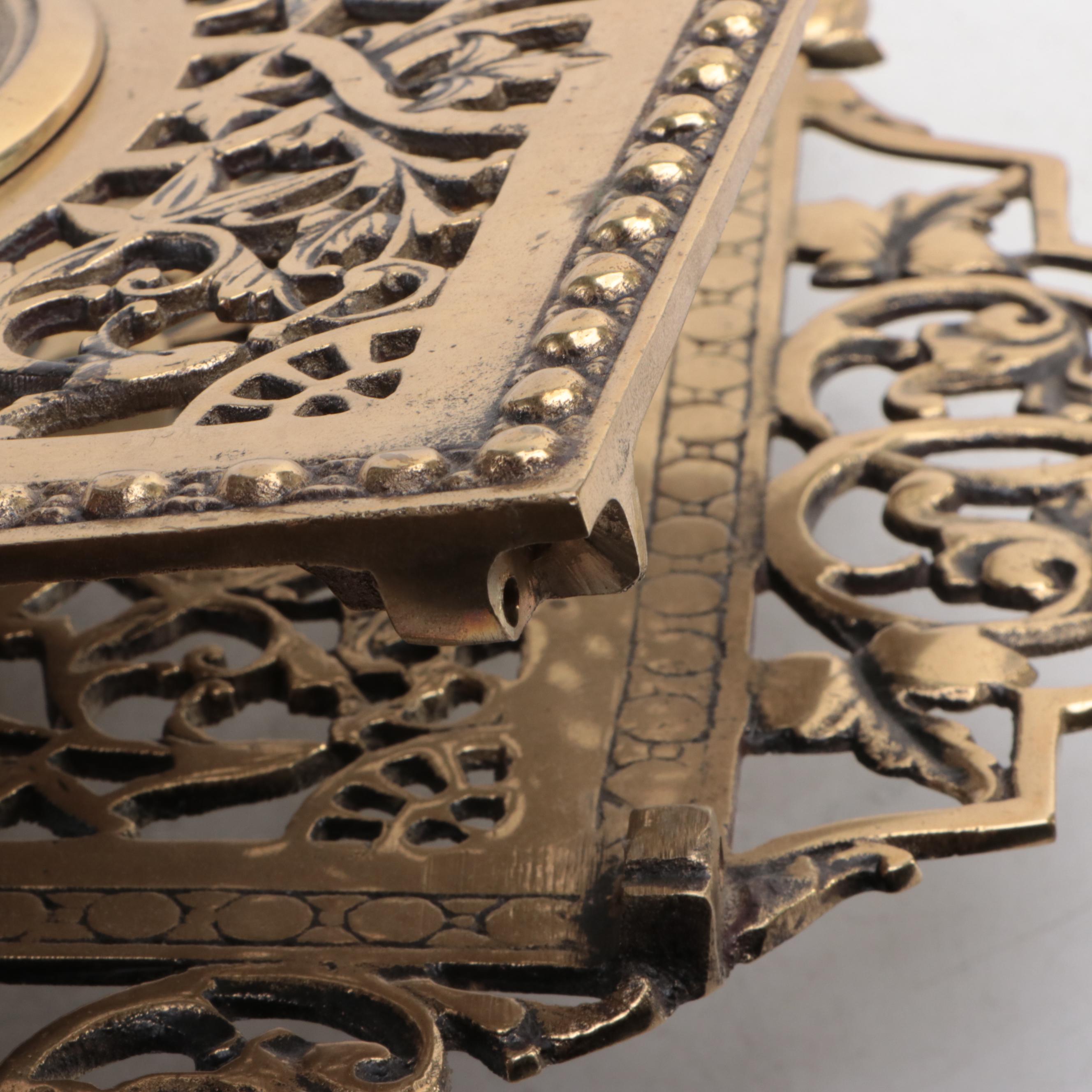 French Empire Style and Italian Openwork Brass Desk Accessories and Bell Pull