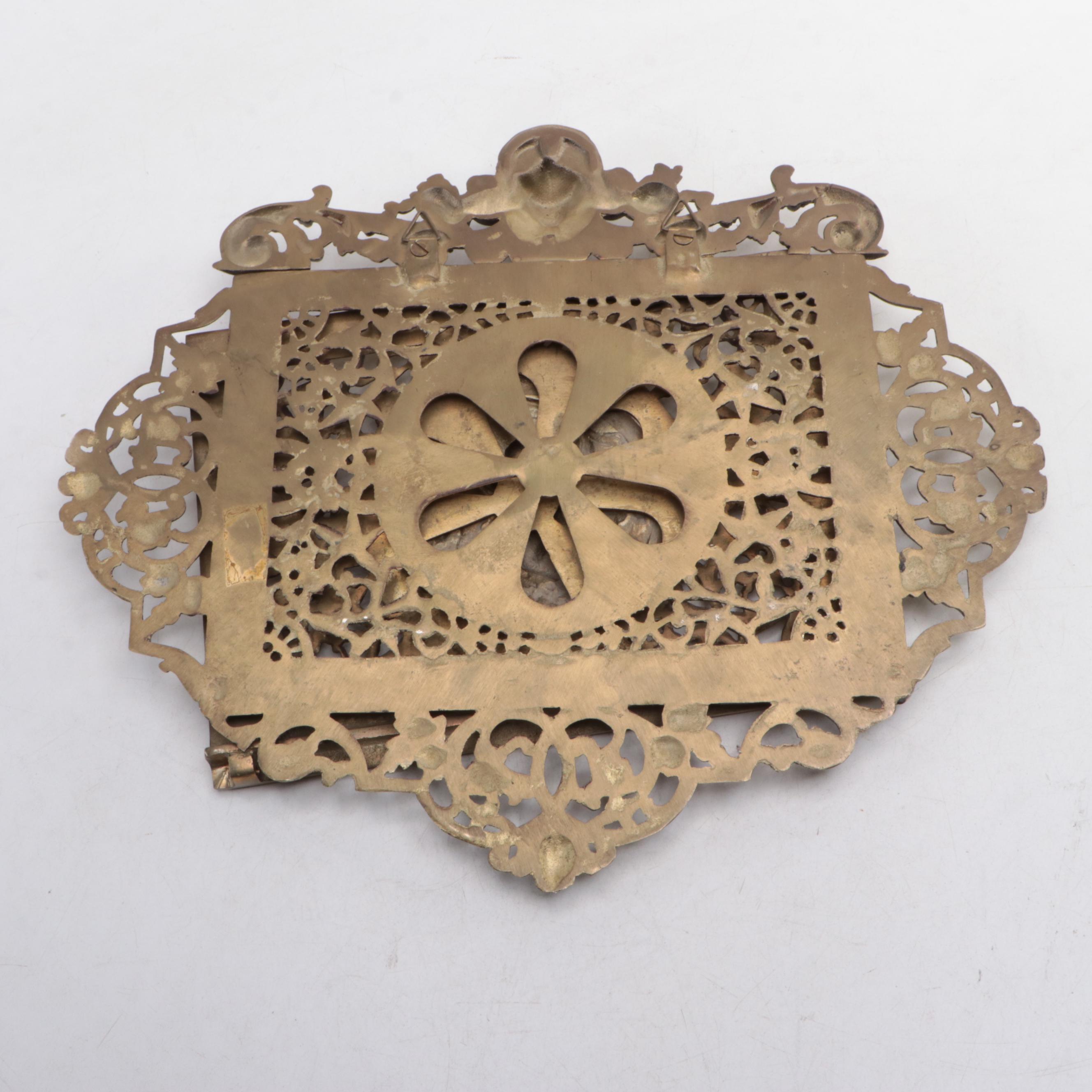 French Empire Style and Italian Openwork Brass Desk Accessories and Bell Pull