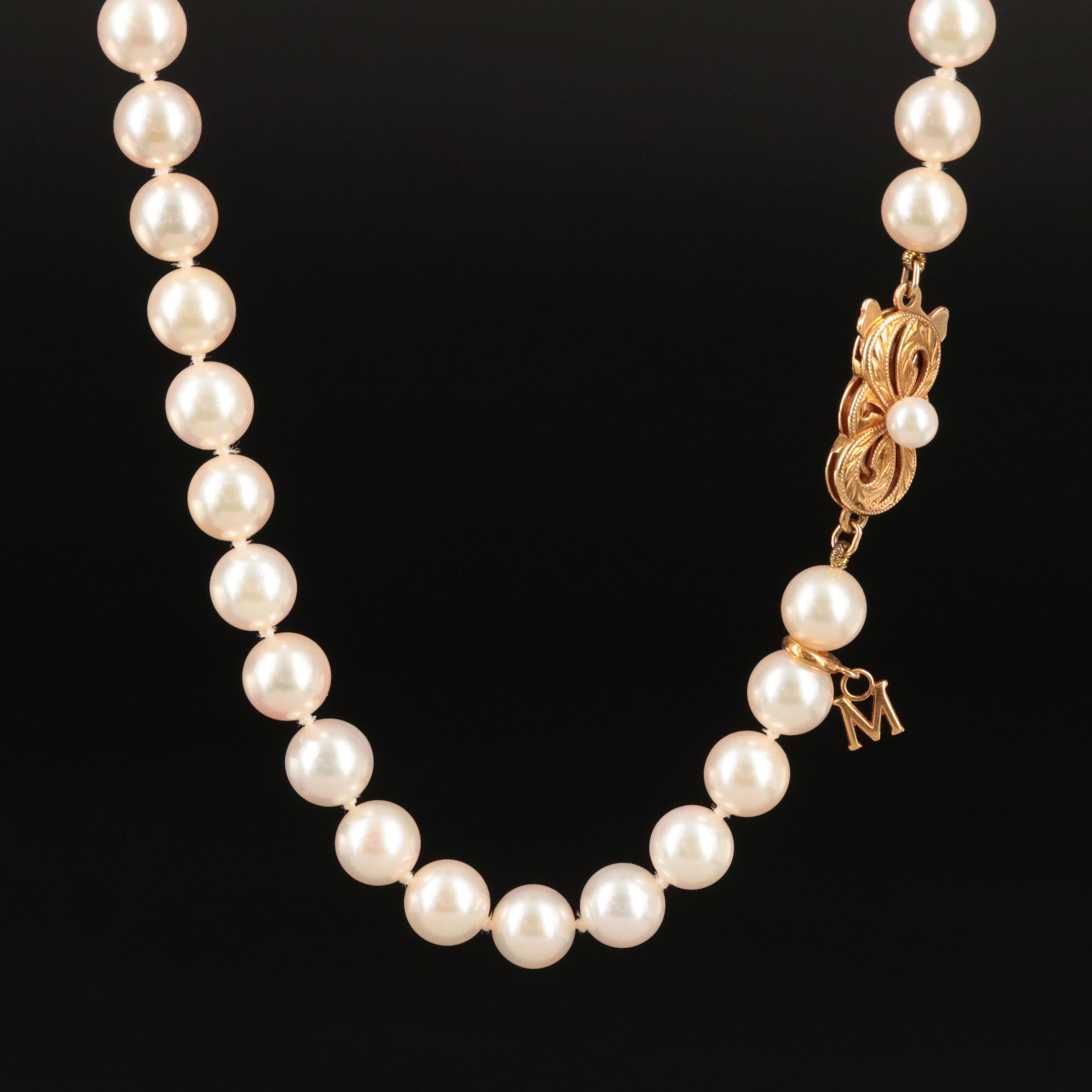 Mikimoto Pearl Necklace with 18K Clasp