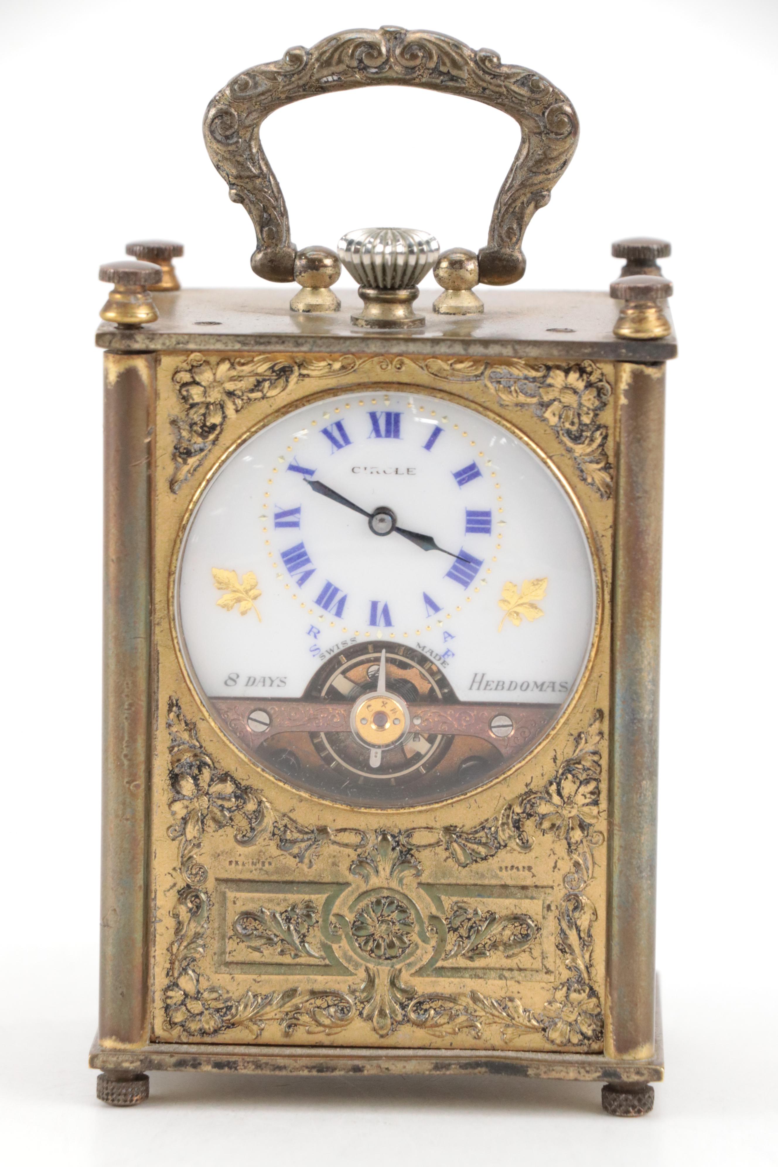 Circle Watch Company "Hebdomas" 8 Day Miniature Carriage Clock, c. 1900