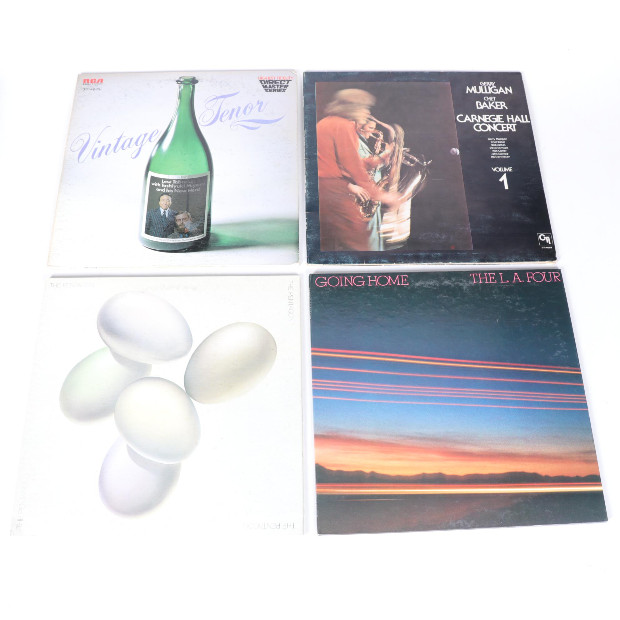Jazz Vinyl Record Collection With Italian Label Retrospectives of Jazz Greats
