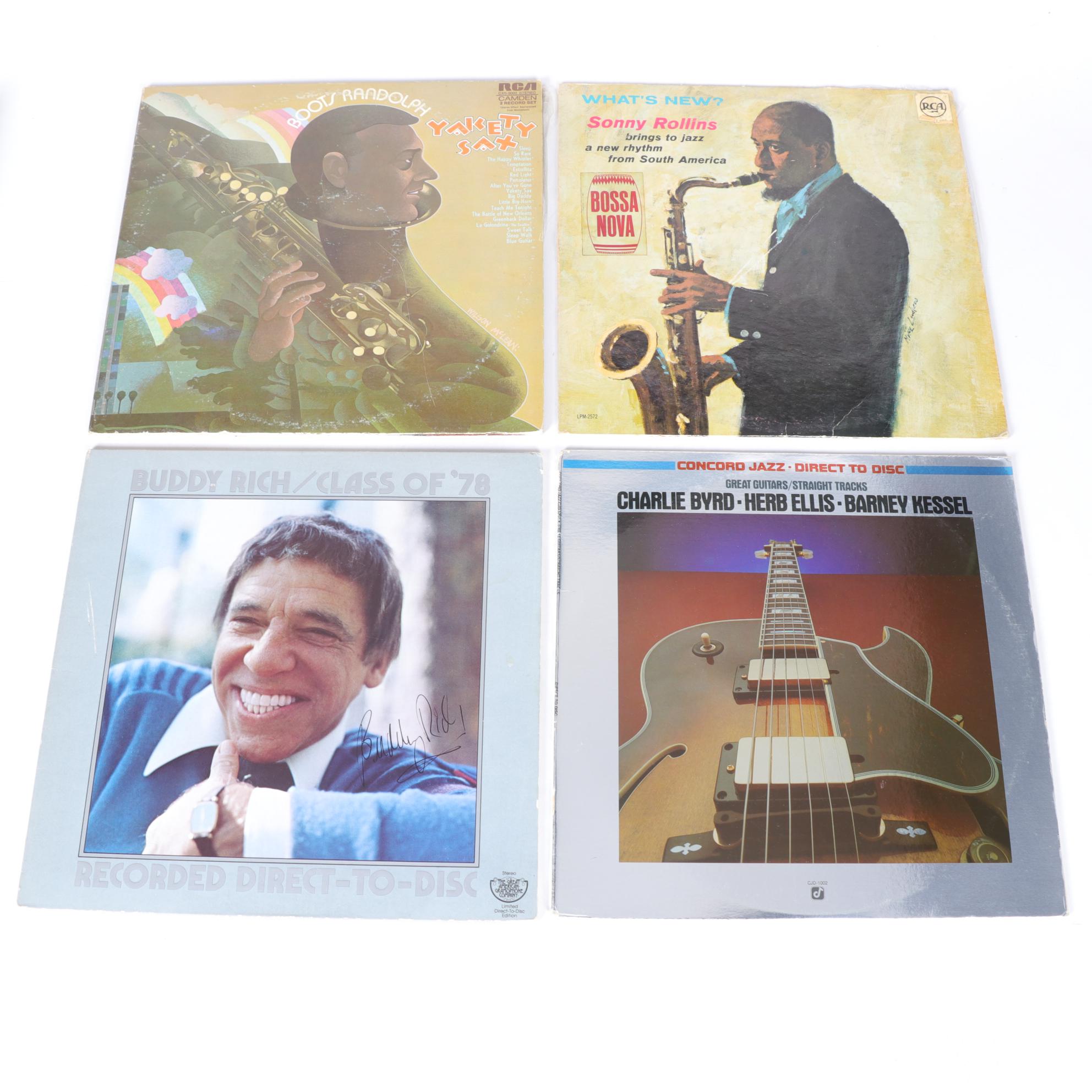 Jazz Vinyl Record Collection With Italian Label Retrospectives of Jazz Greats
