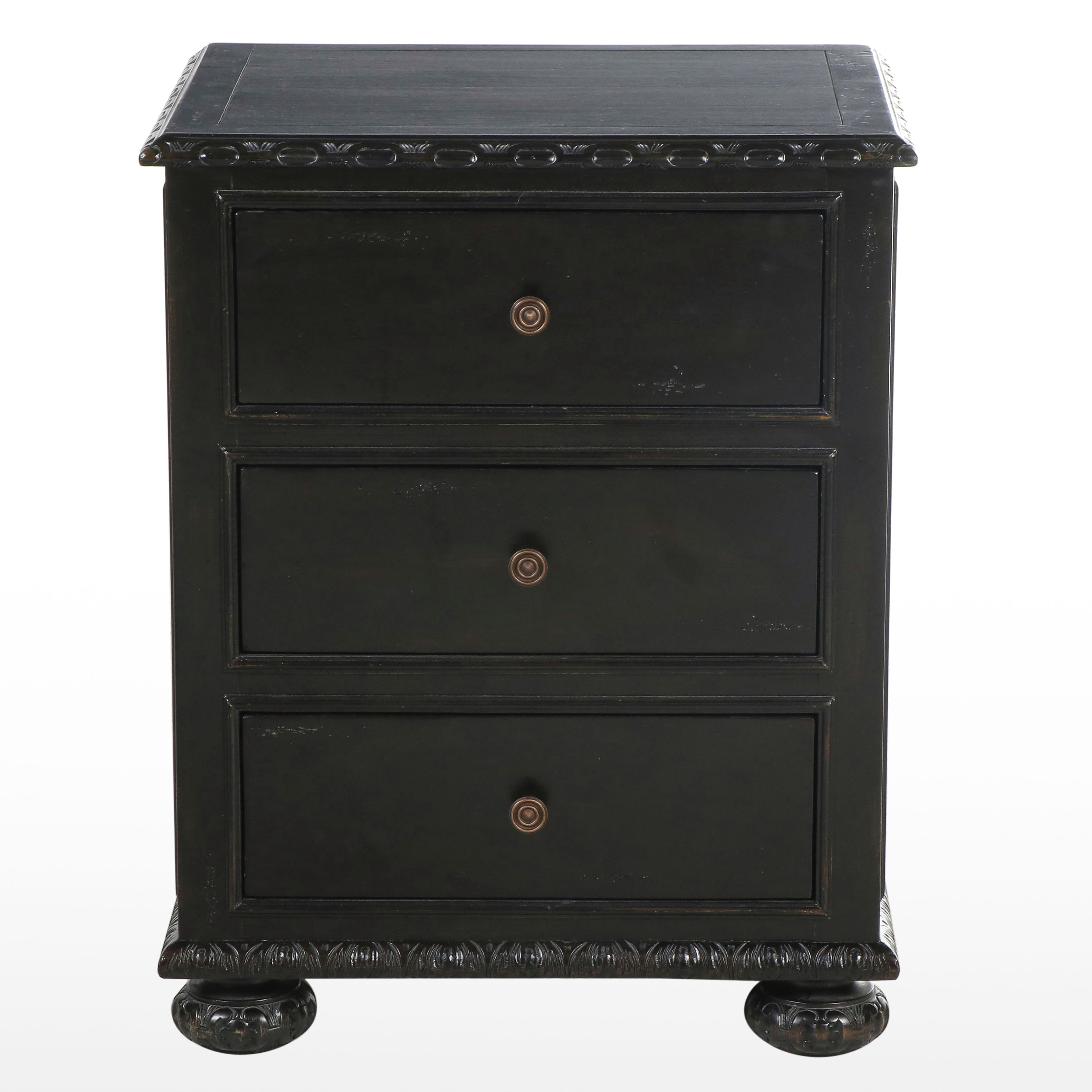 Restoration Hardware "French Empire" Three-Drawer Nightstand in Antique Black