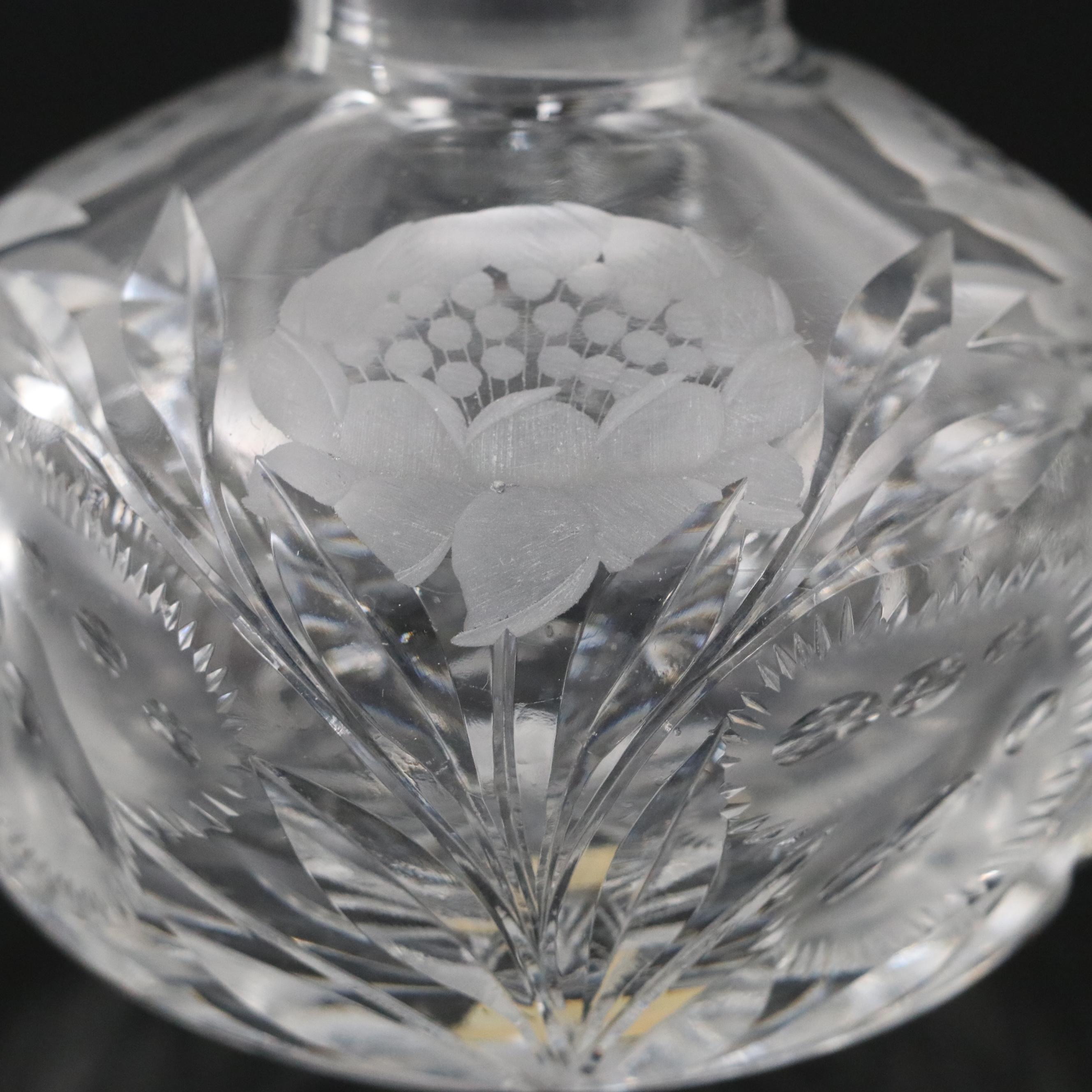 American Brilliant Style Cut Glass Perfume Bottle with More