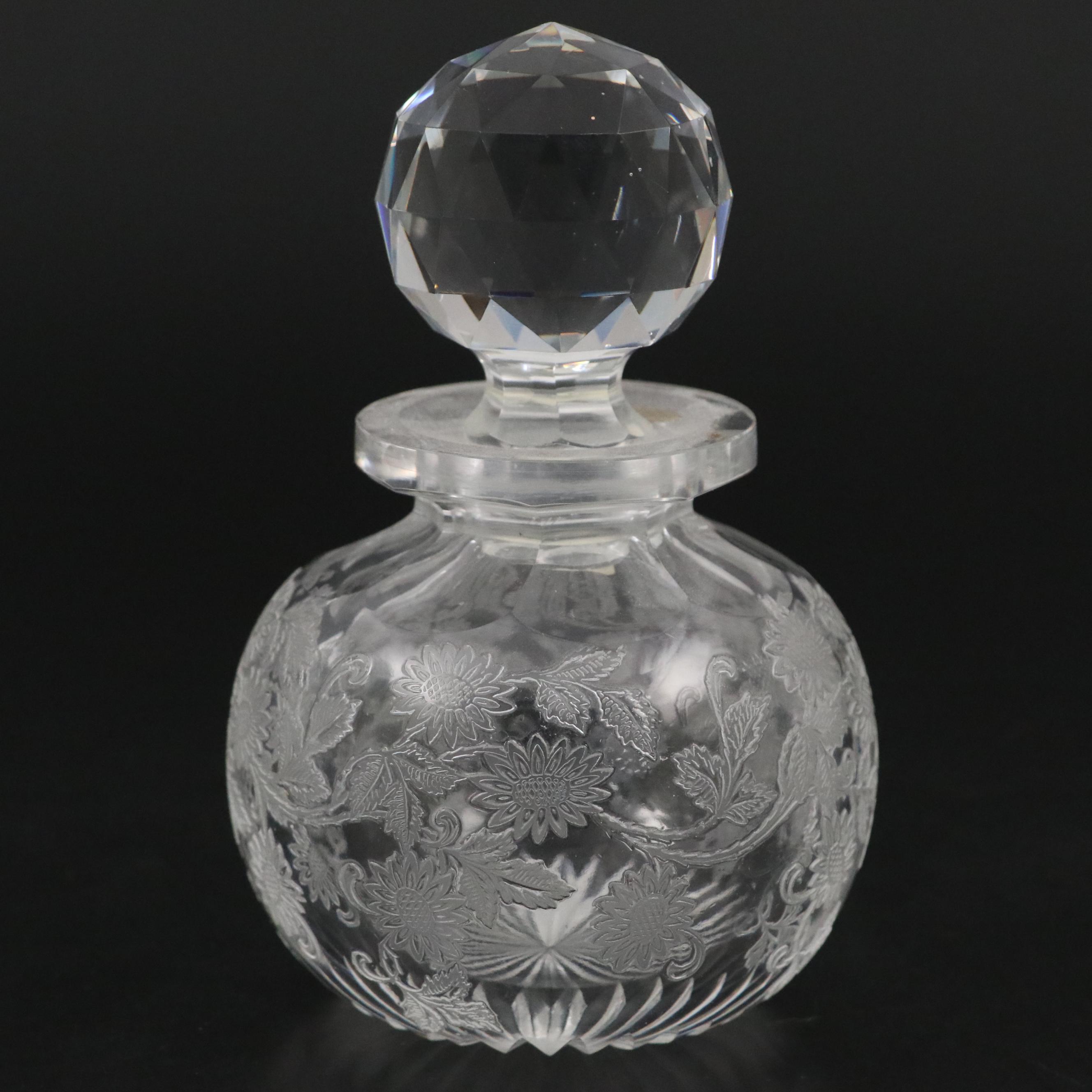 American Brilliant Style Cut Glass Perfume Bottle with More