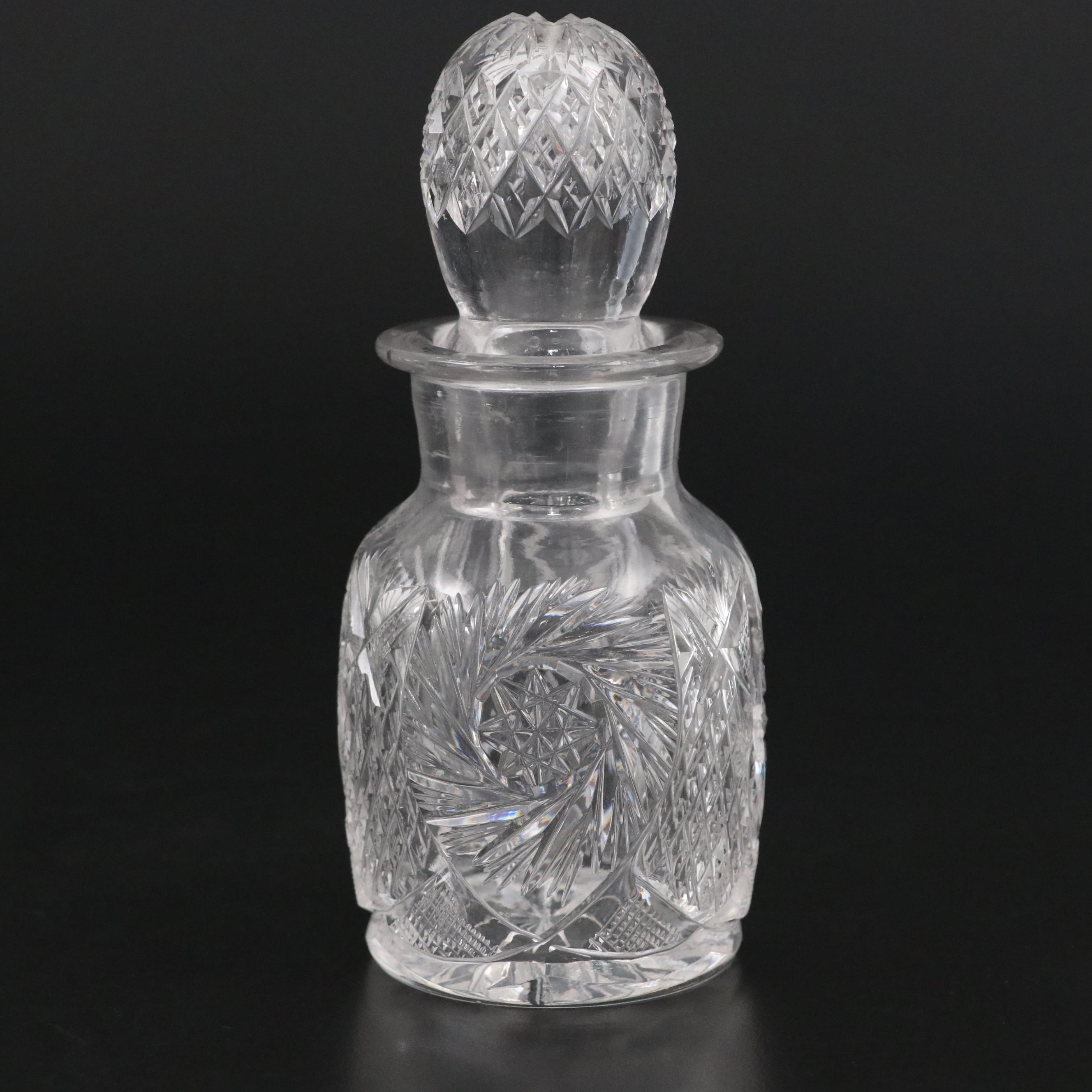 American Brilliant Style Cut Glass Perfume Bottle with More