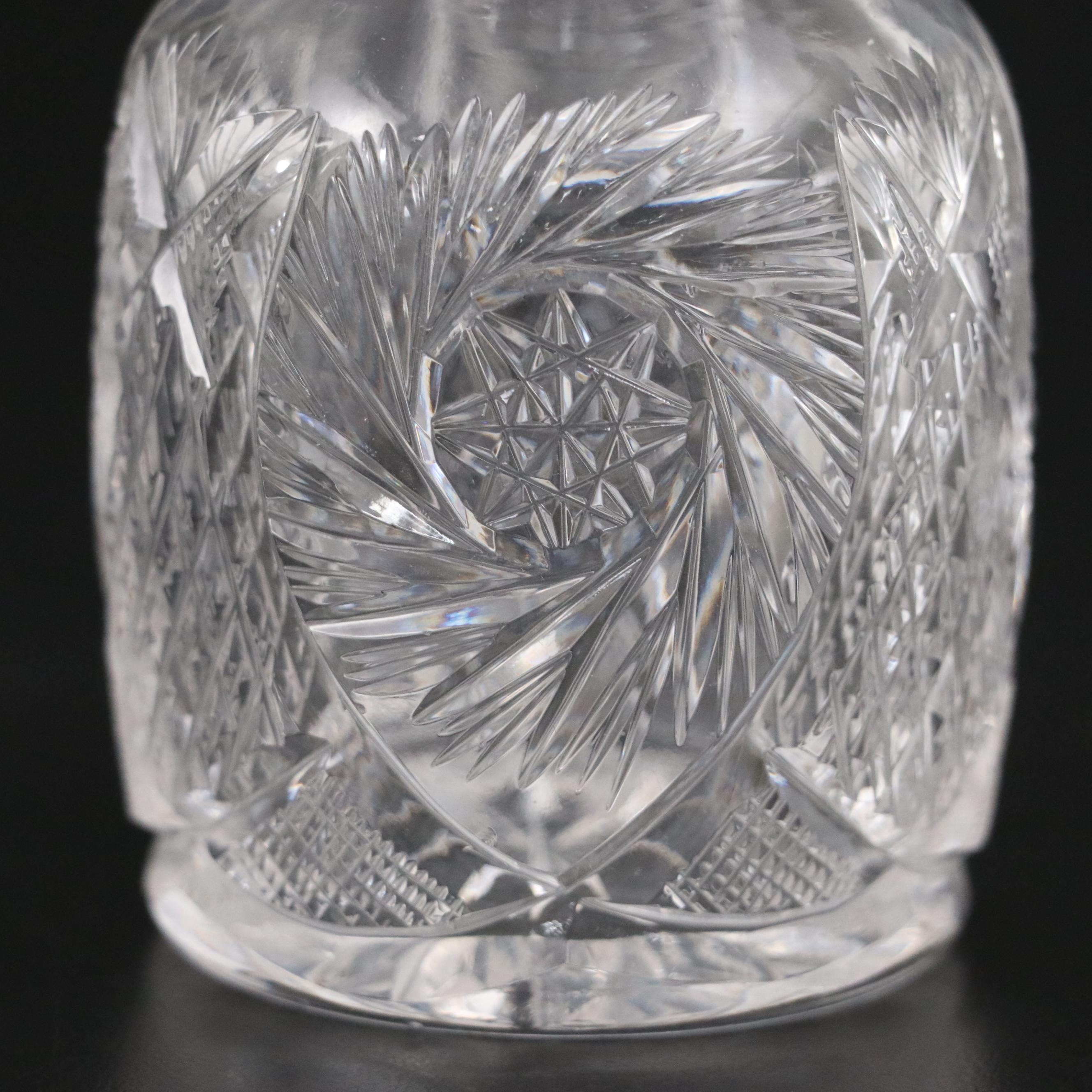 American Brilliant Style Cut Glass Perfume Bottle with More