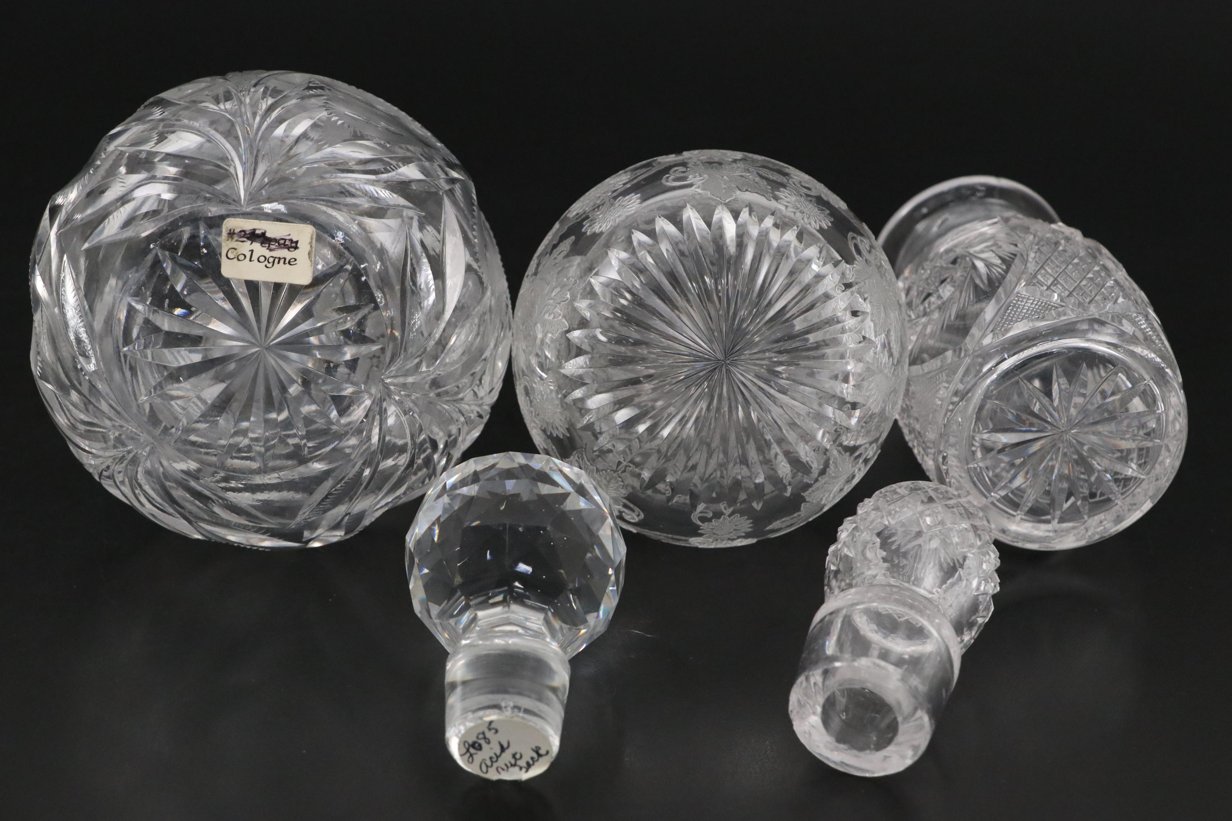 American Brilliant Style Cut Glass Perfume Bottle with More