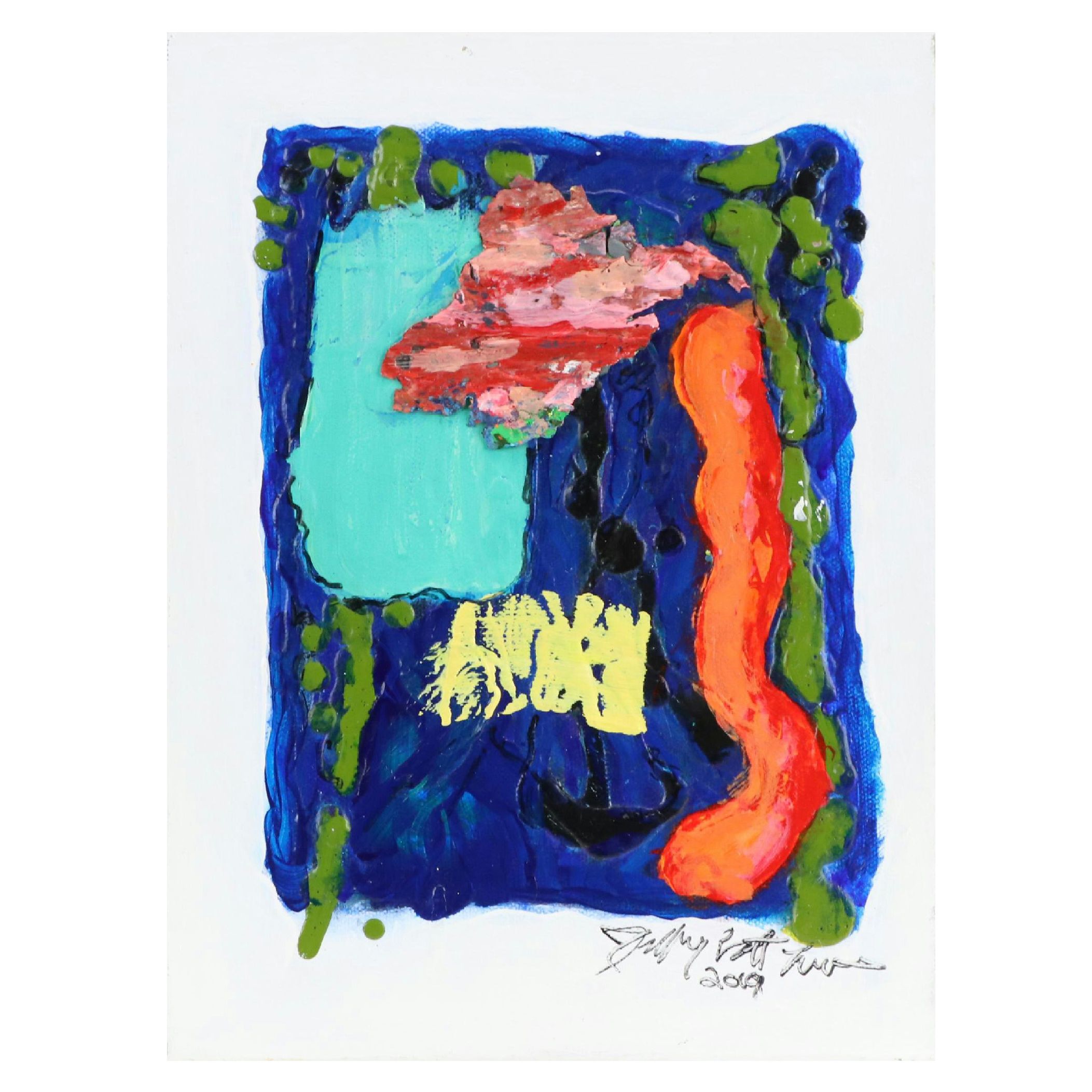 Jeffrey Scott Lewis Abstract Mixed Media Painting, 2019